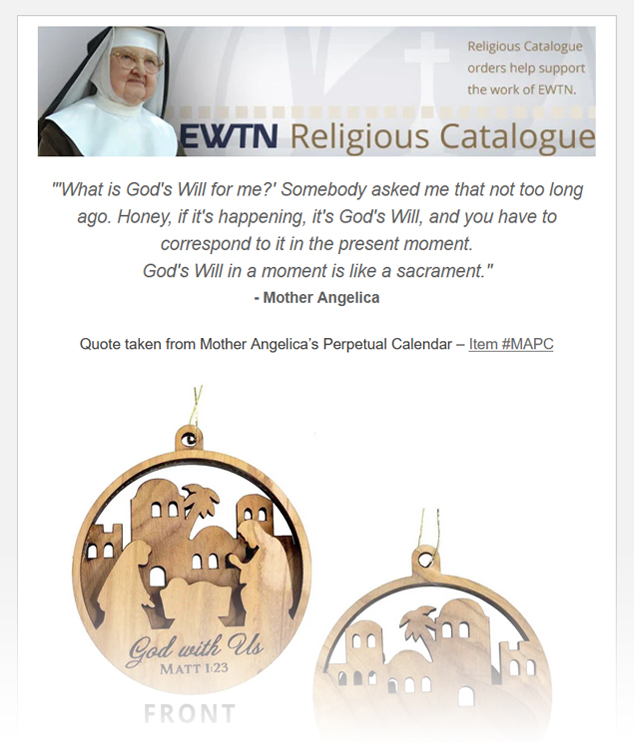 Check out EWTN's 2025 Olive Wood Christmas Ornament