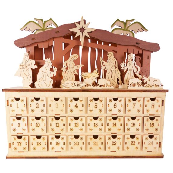 Wooden Advent Calendar Drawers Ewtn Religious Catalogue