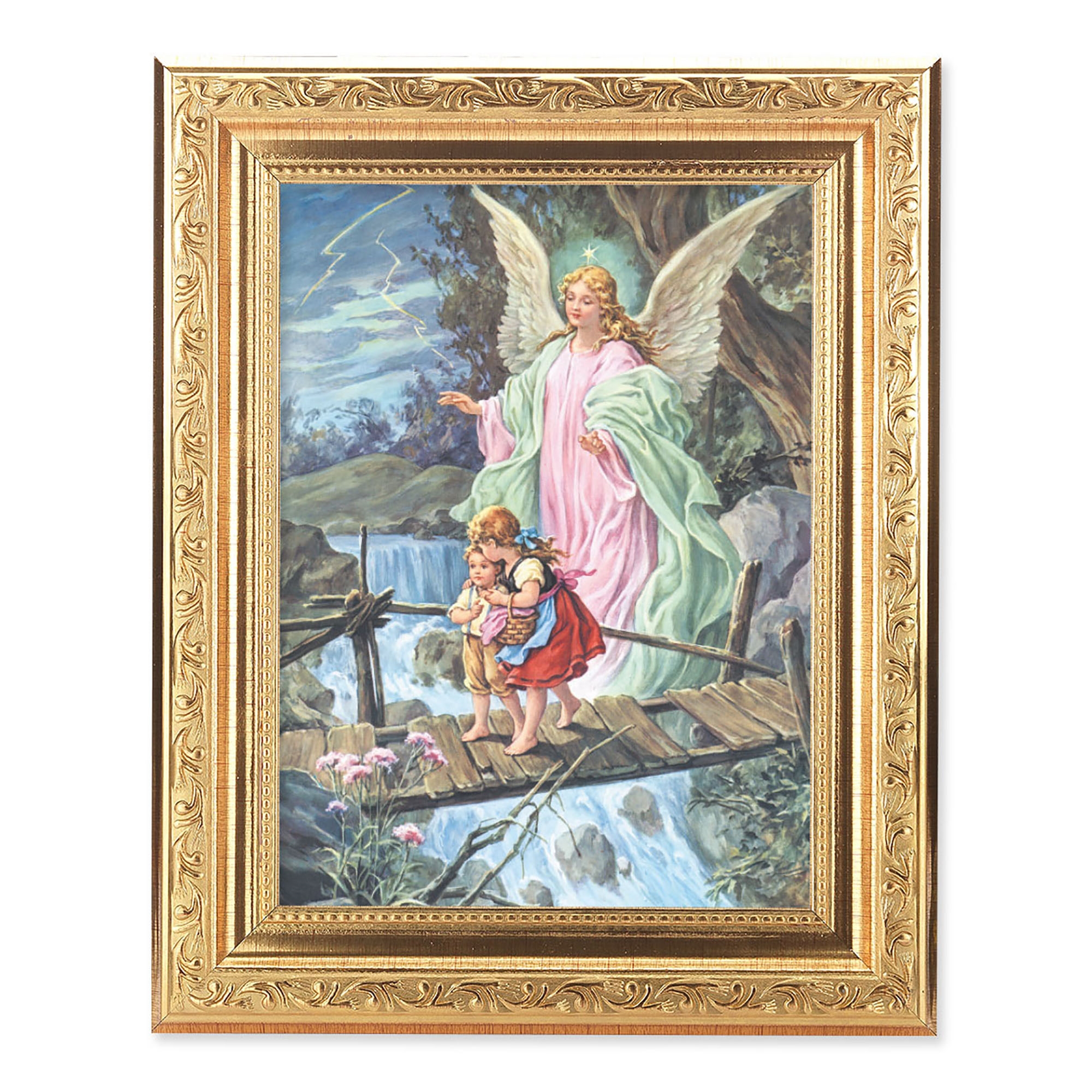 GUARDIAN ANGEL PRINT IN GOLD WOOD FRAME  EWTN Religious Catalogue