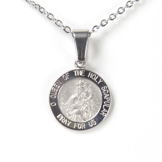 WHITE GOLD SCAPULAR MEDAL