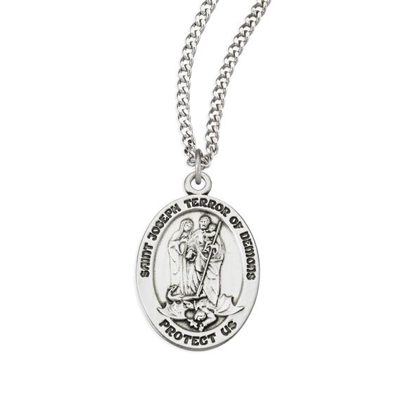 ST. JOSEPH TERROR OF DEMONS STERLING SILVER MEDAL - 18
