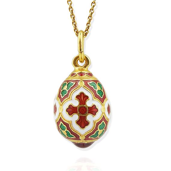 GOLD OVER STERLING SILVER FABERGE STYLE EGG PENDANT EWTN