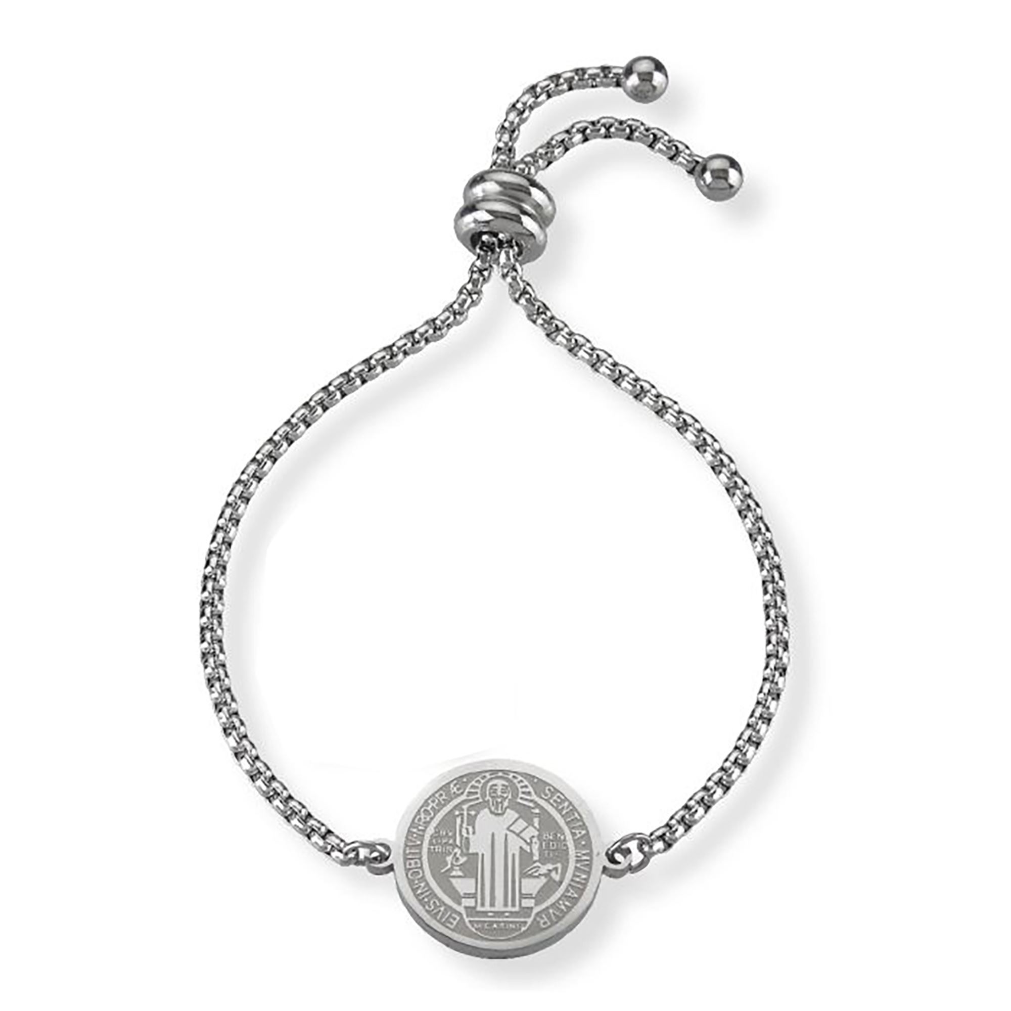 ST. BENEDICT ADJUSTABLE STAINLESS STEEL BOLO BRACELET EWTN Religious