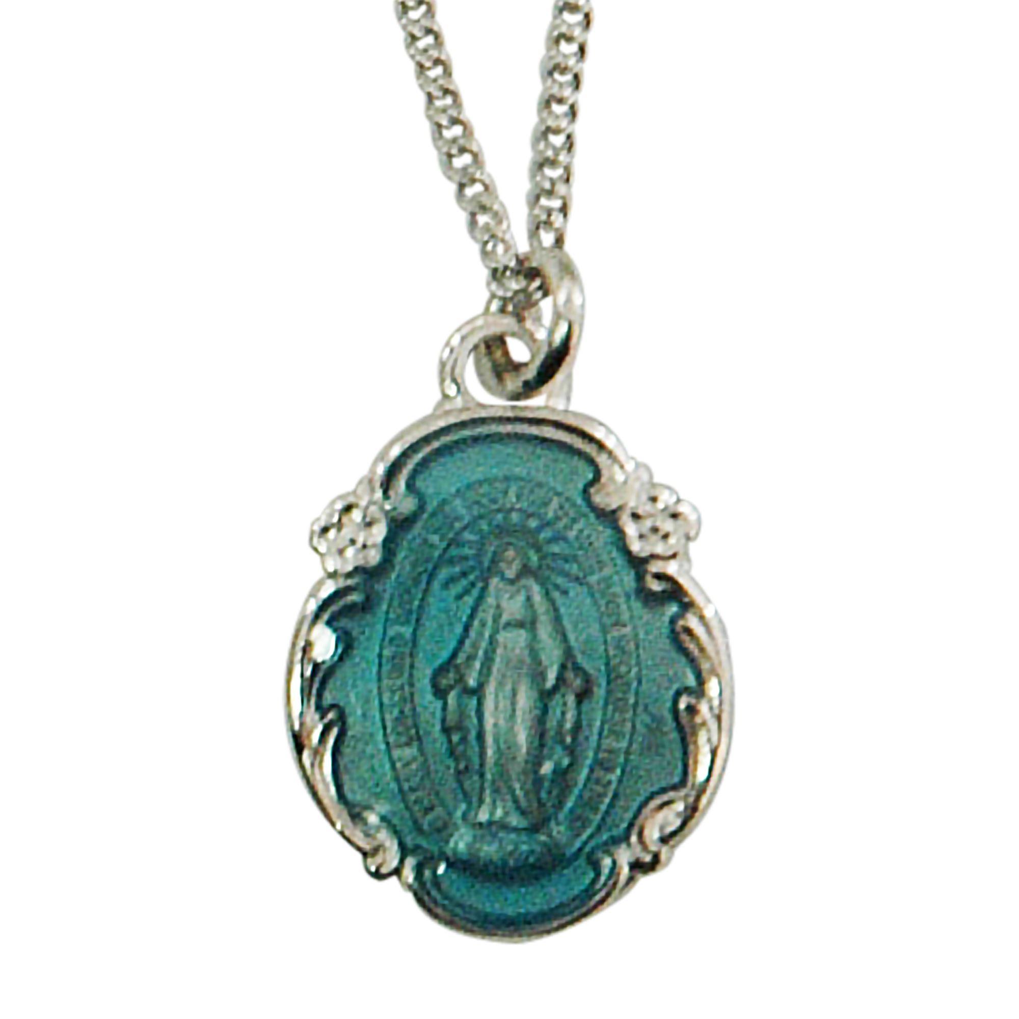 FANCY MIRACULOUS MEDAL WITH BLUE ENAMEL EWTN Religious Catalogue