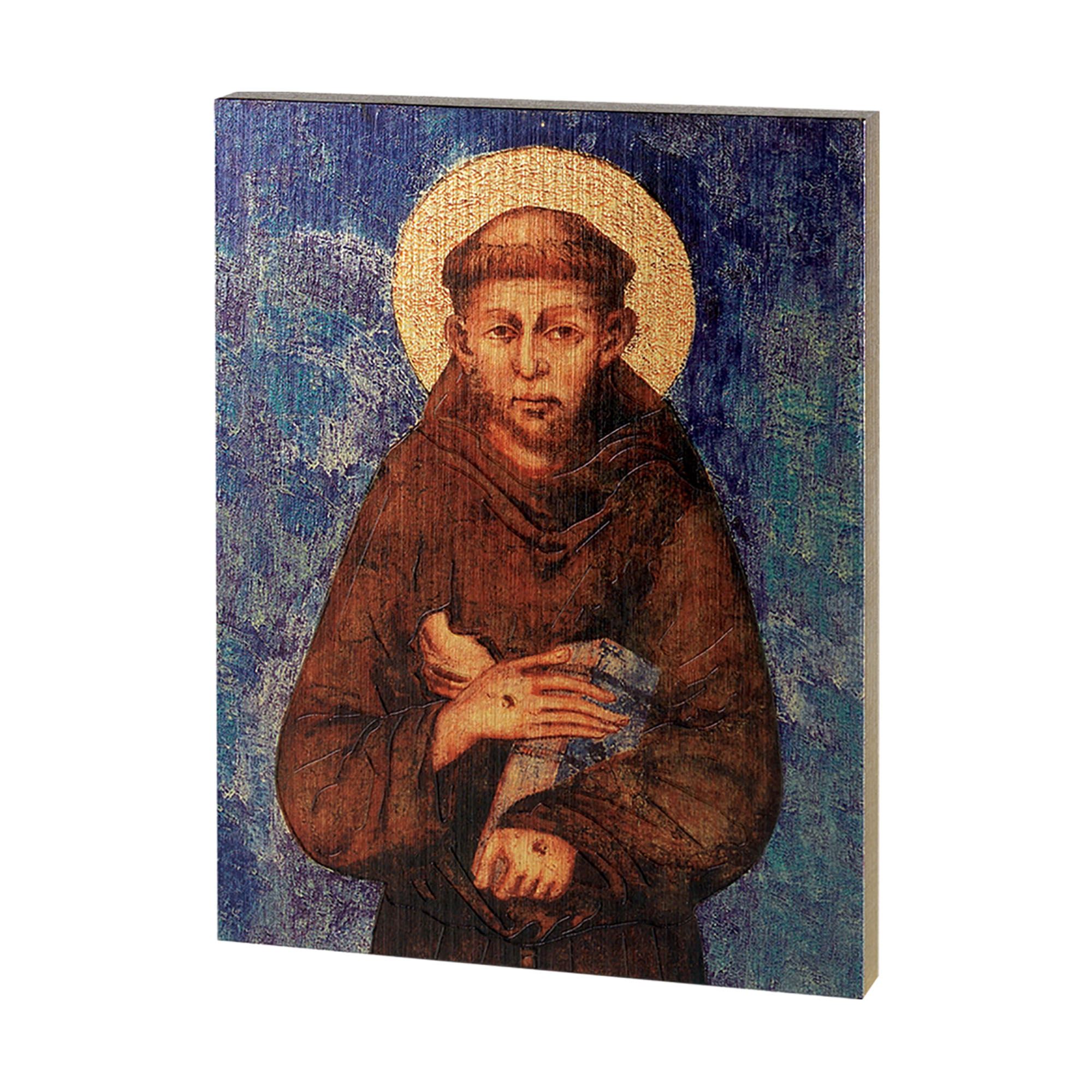 ST. FRANCIS GOLD EMBOSSED WOODEN PLAQUE EWTN Religious Catalogue