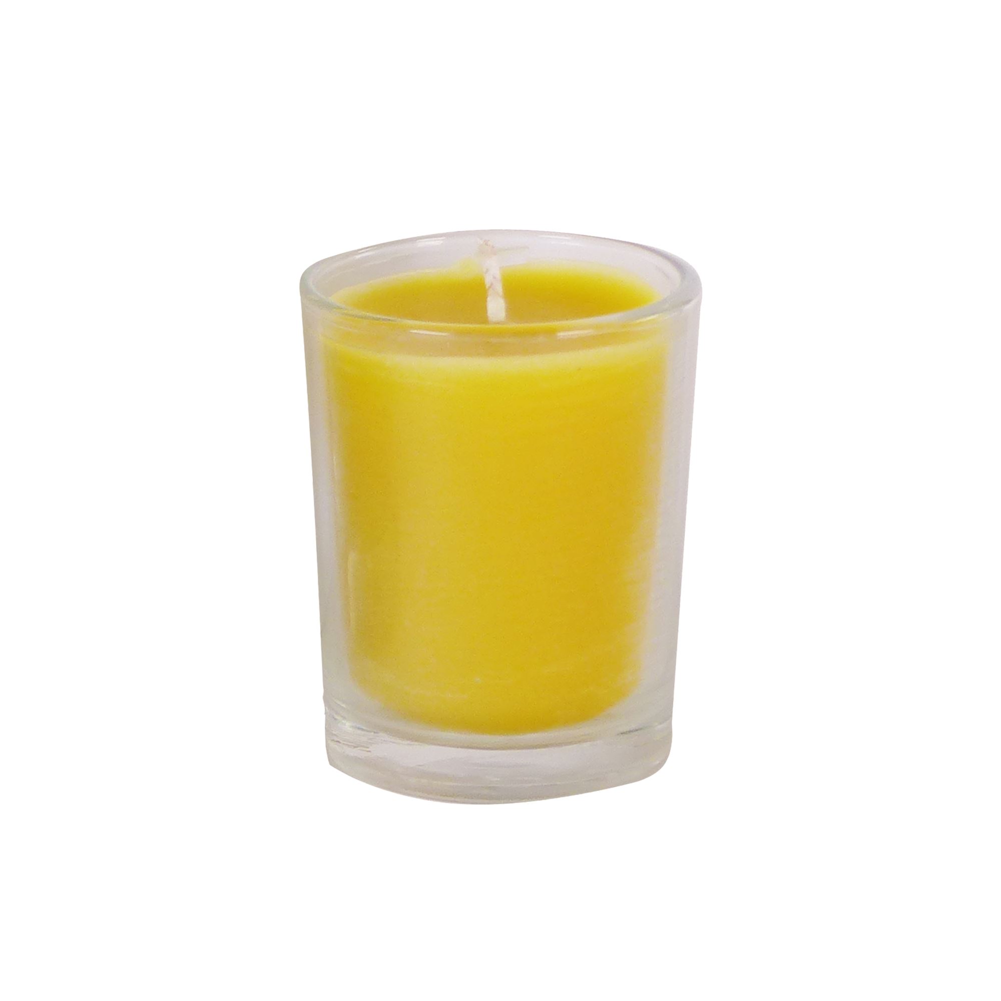 100 BEESWAX DEVOTIONAL VOTIVE CANDLE IN GLASS 2" x 2 1/2" EWTN