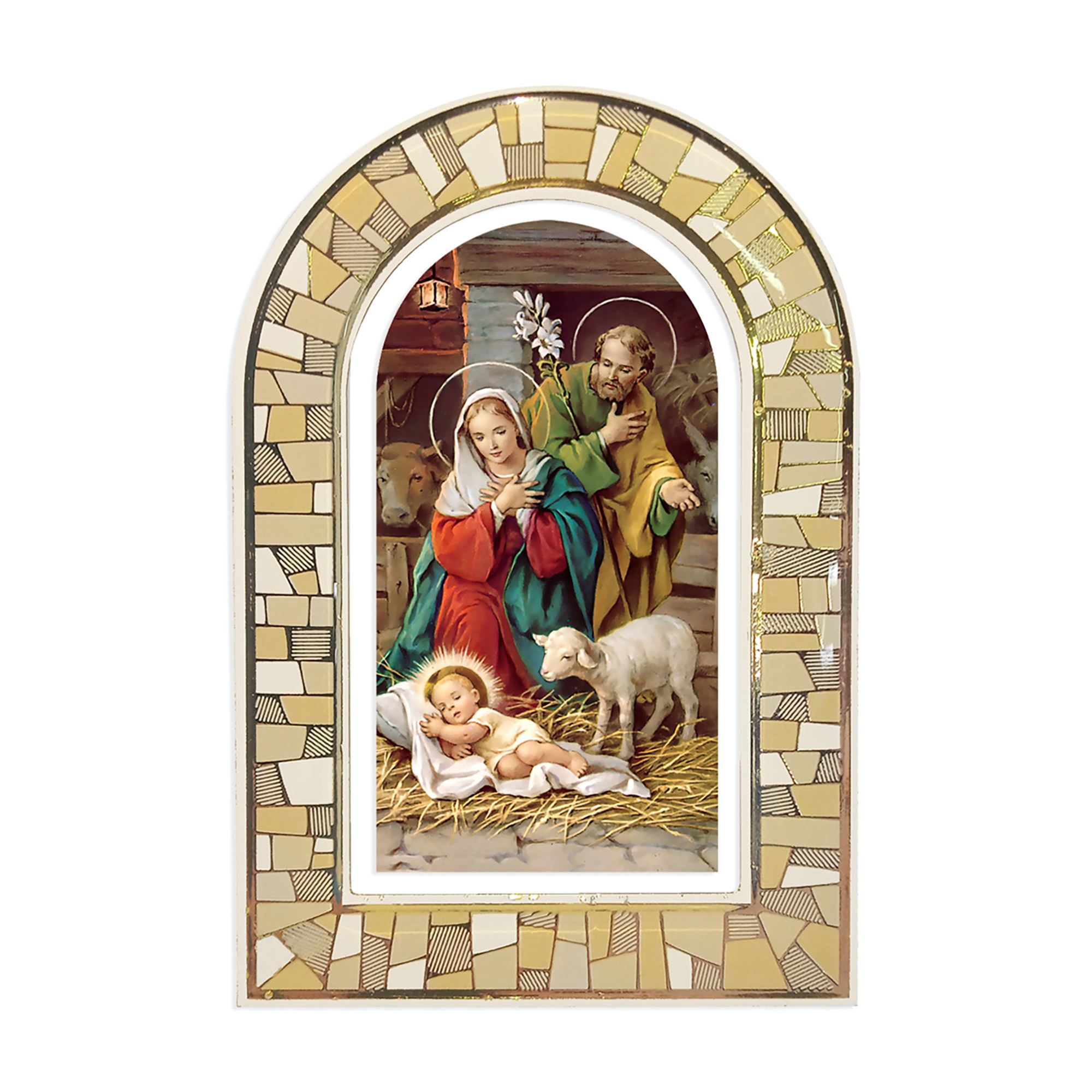 CHRISTMAS NATIVITY GOLD FOIL MOSAIC PLAQUE EWTN Religious Catalogue