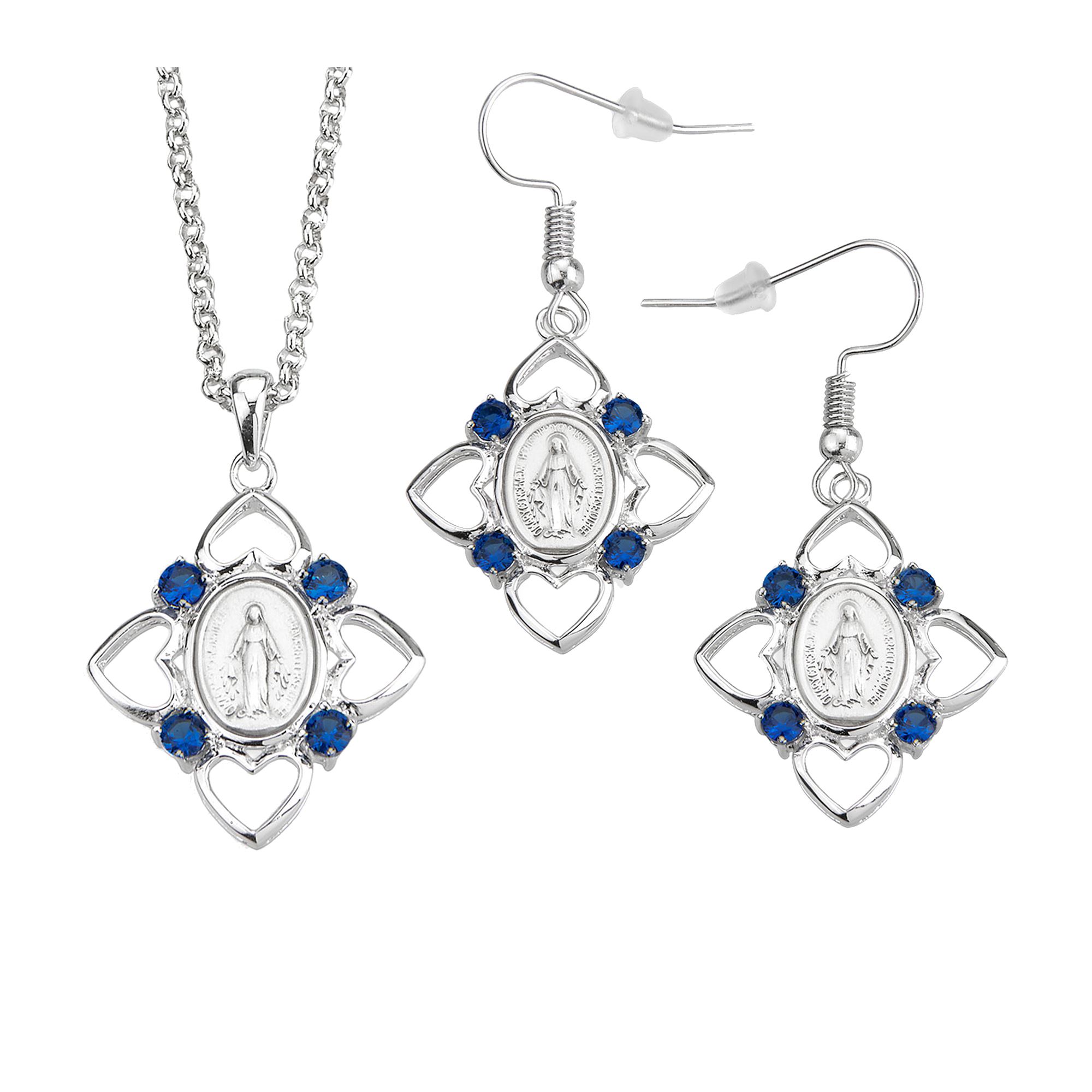 STERLING SILVER MIRACULOUS MEDAL WITH HEARTS PENDANT EWTN Religious