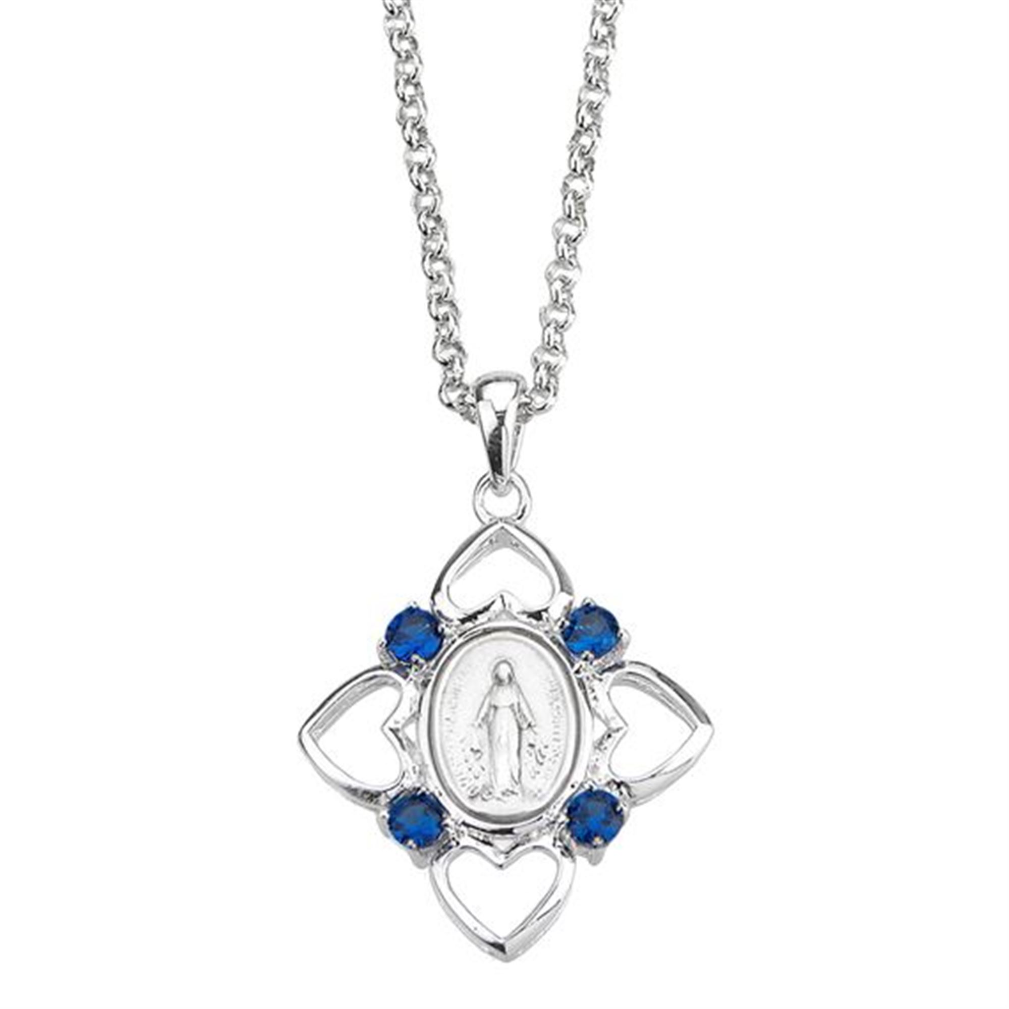 STERLING SILVER MIRACULOUS MEDAL WITH HEARTS PENDANT EWTN Religious