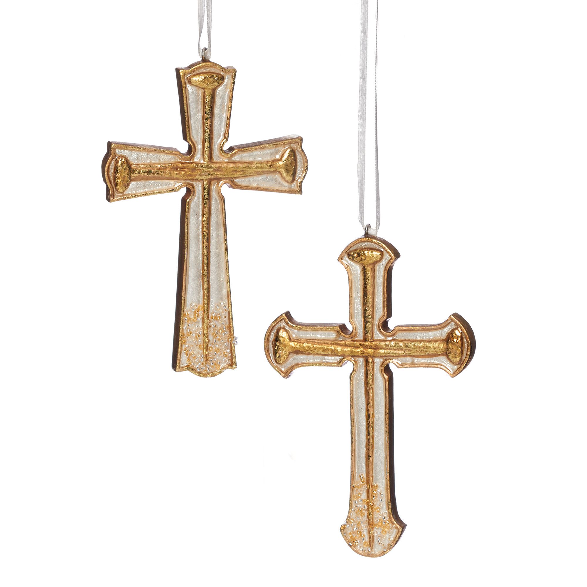 IVORY AND GOLD CROSS ORNAMENT SET EWTN Religious Catalogue