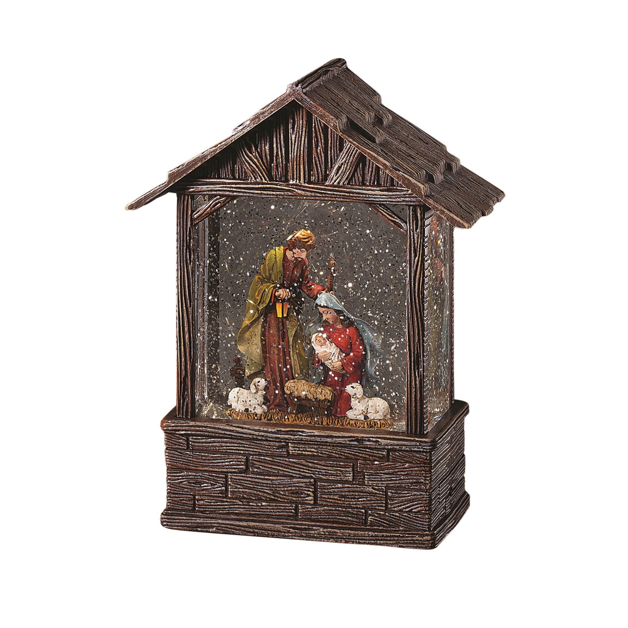 LIGHTED NATIVITY STABLE WITH MOVING GLITTER EWTN Religious Catalogue