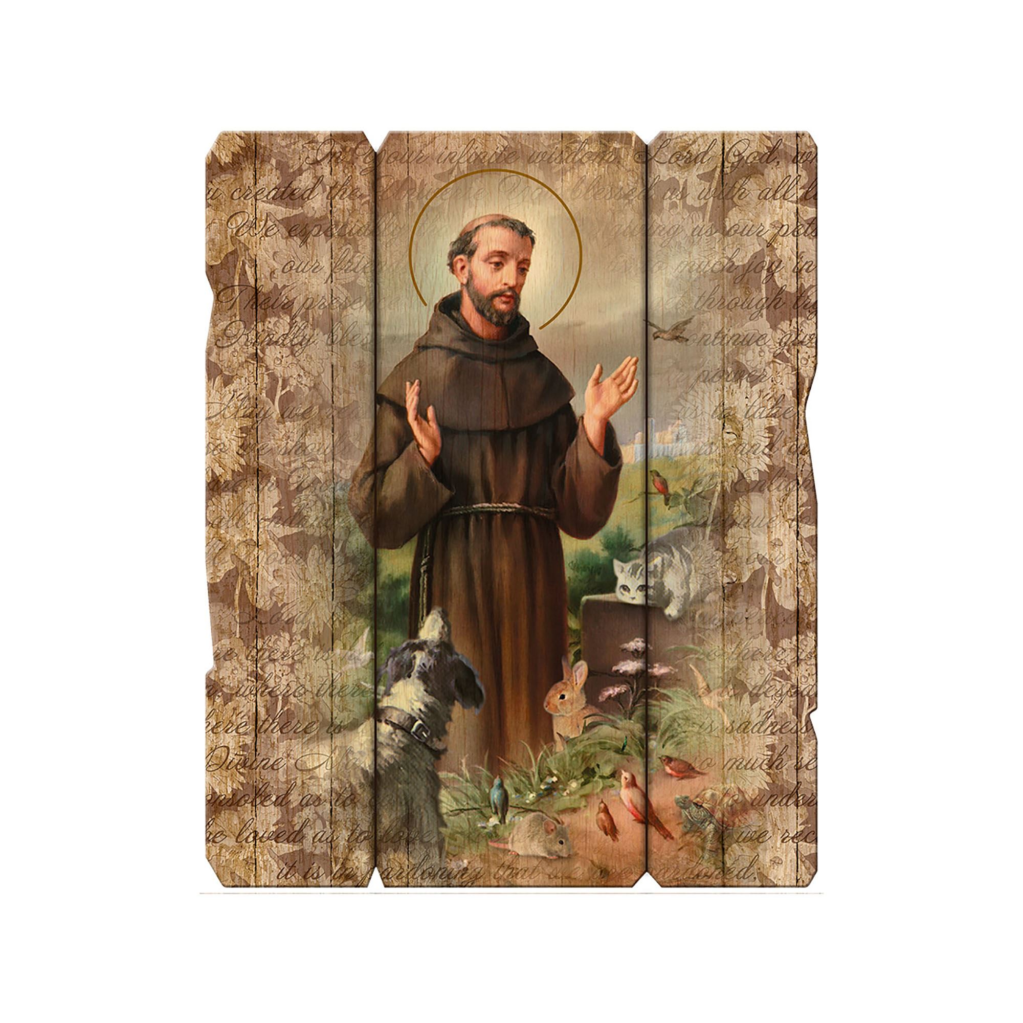 ST. FRANCIS VINTAGE WOOD PLAQUE 9" EWTN Religious Catalogue
