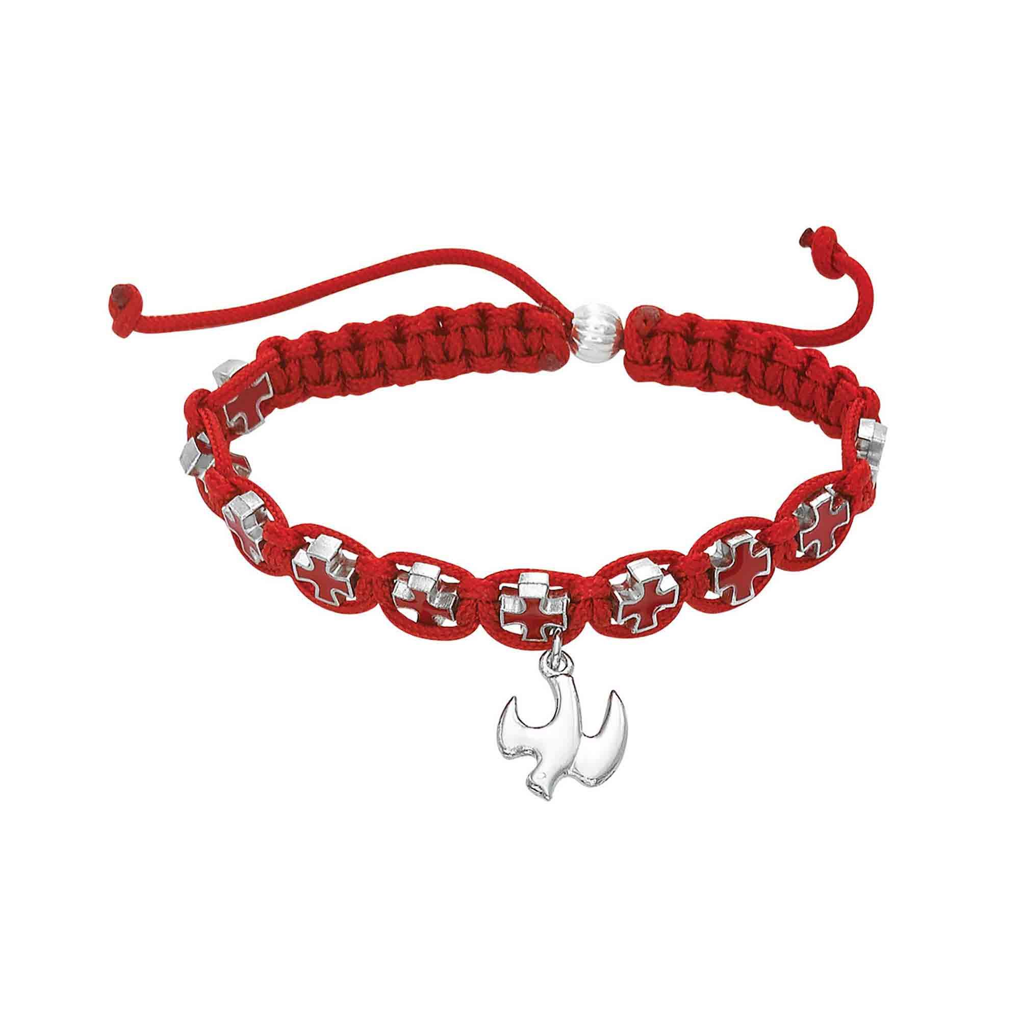 RED HOLY SPIRIT CROSS ROPE BRACELET EWTN Religious Catalogue