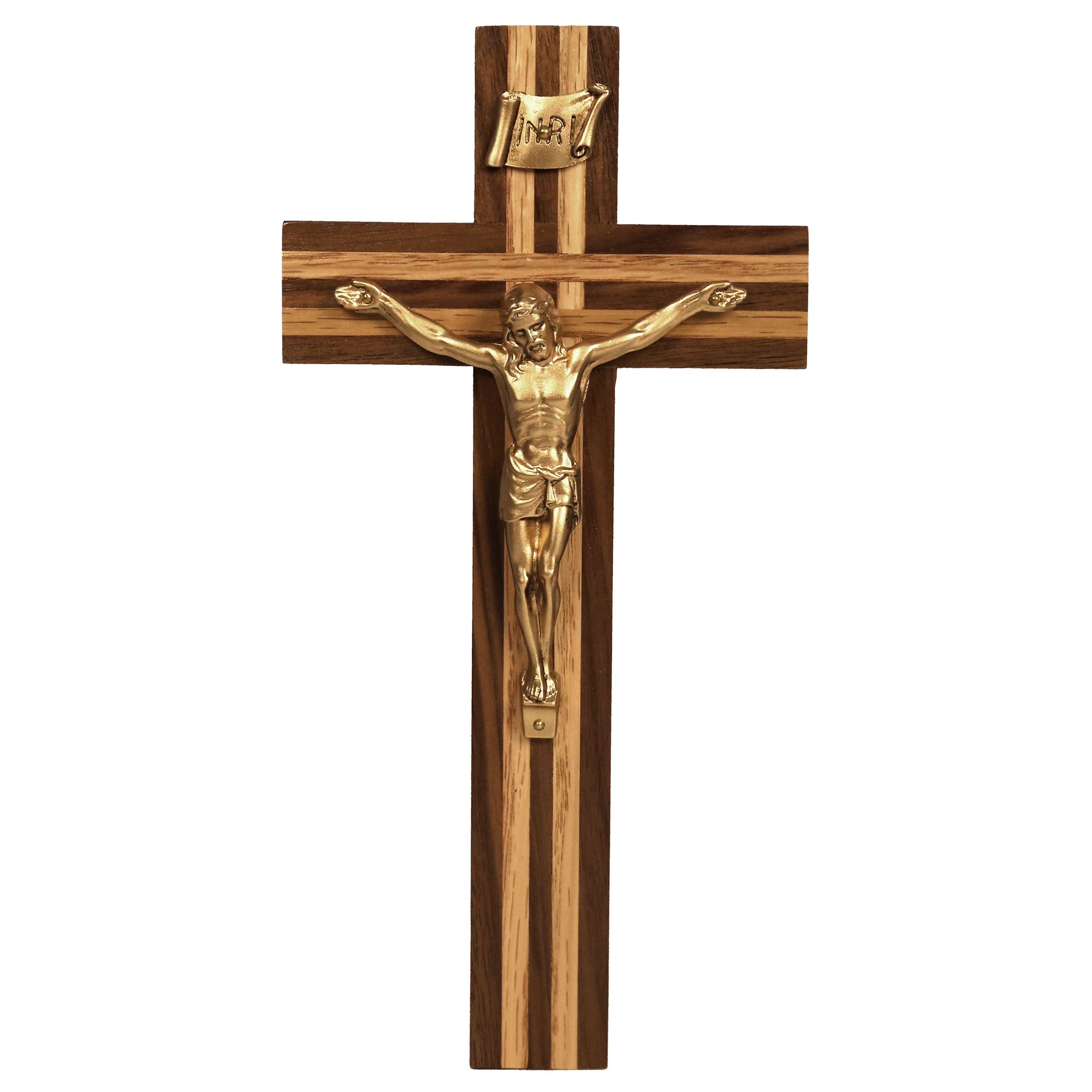 WALNUT CRUCIFIX WITH OAK INLAY (10INCH) EWTN Religious Catalogue