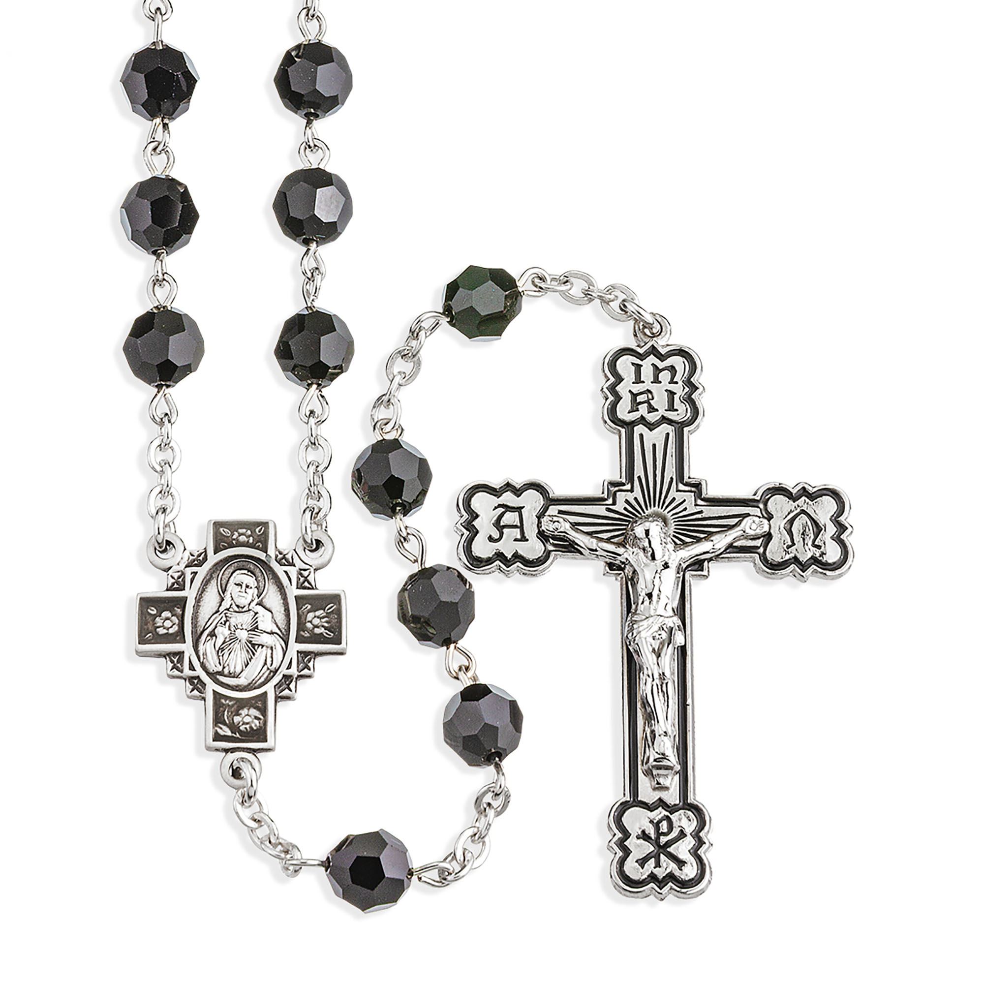 Jet Black Swarovski Crystal Bead Rosary