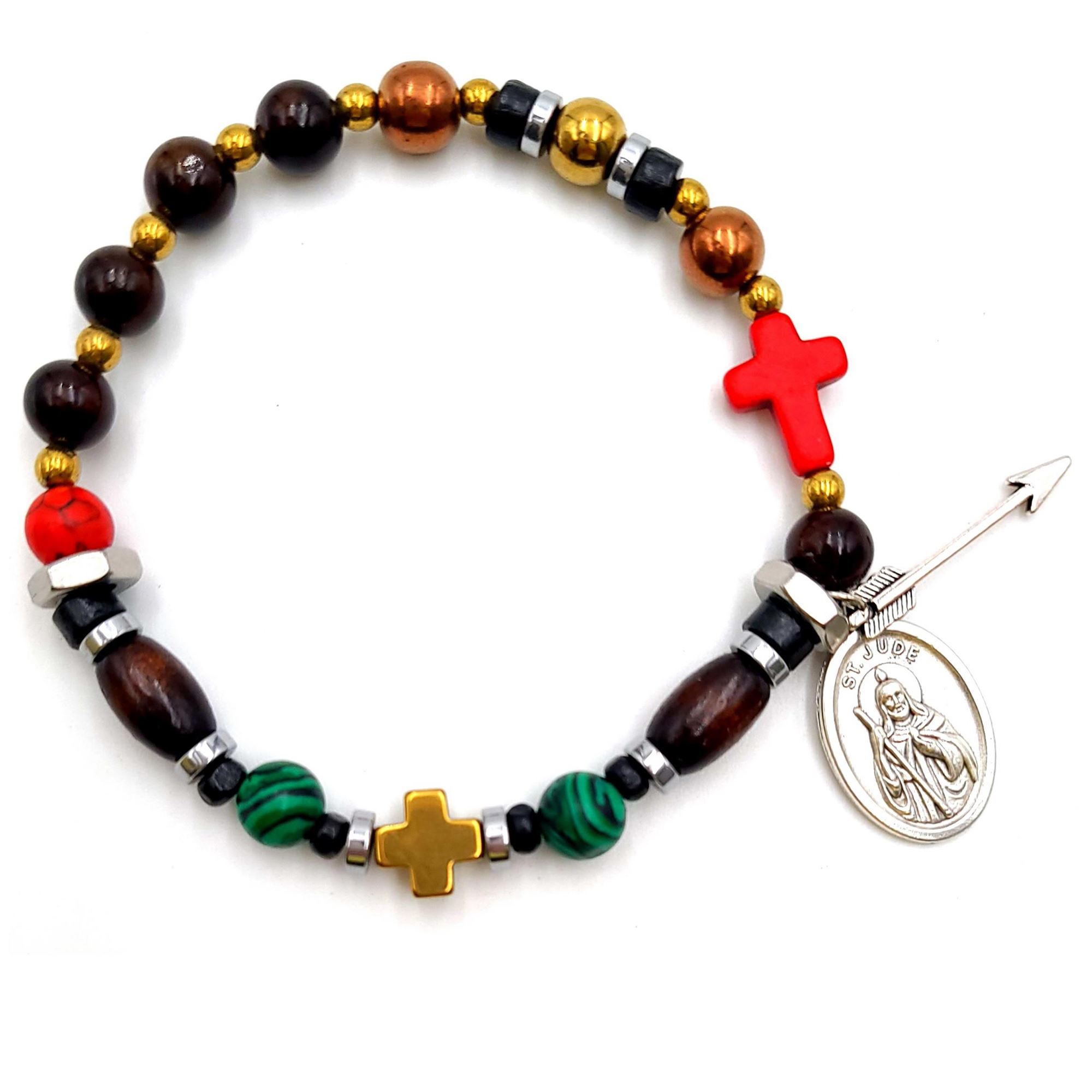 GENUINE GEMSTONE ST. JUDE MEN'S ROSARY BRACELET EWTN Religious