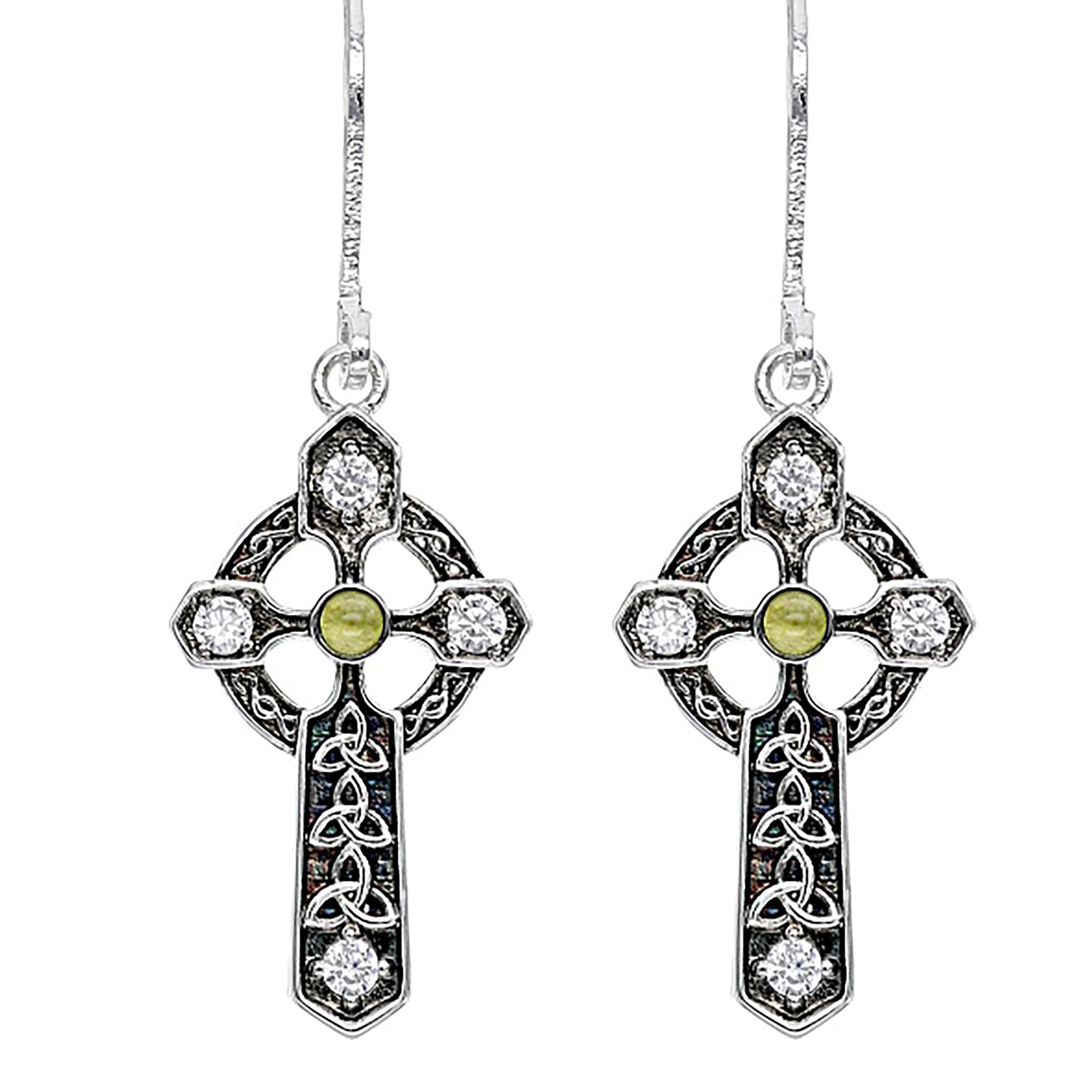 CELTIC CROSS CONNEMARA MARBLE EARRINGS EWTN Religious Catalogue