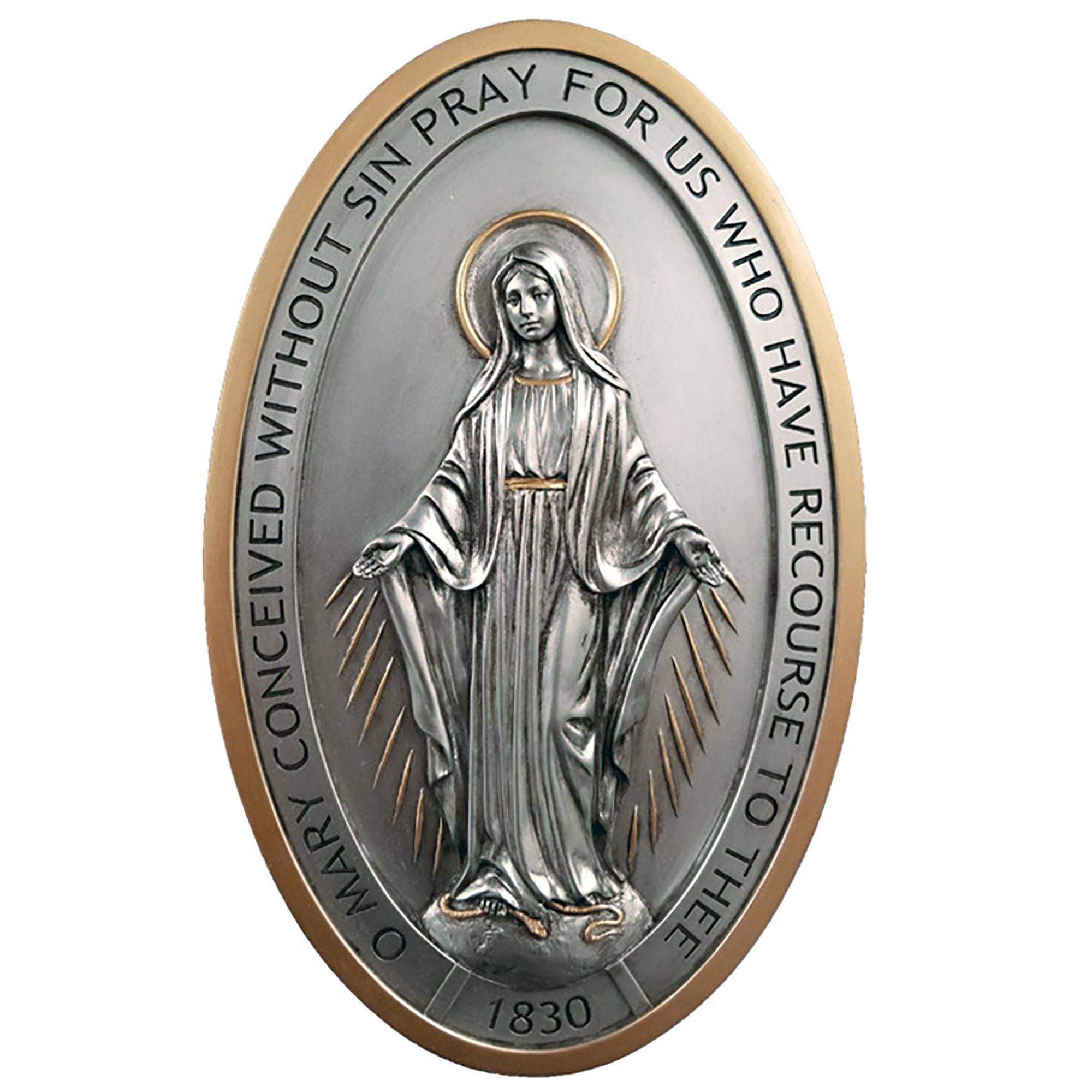 MIRACULOUS MEDAL PLAQUE PEWTER STYLE EWTN Religious Catalogue