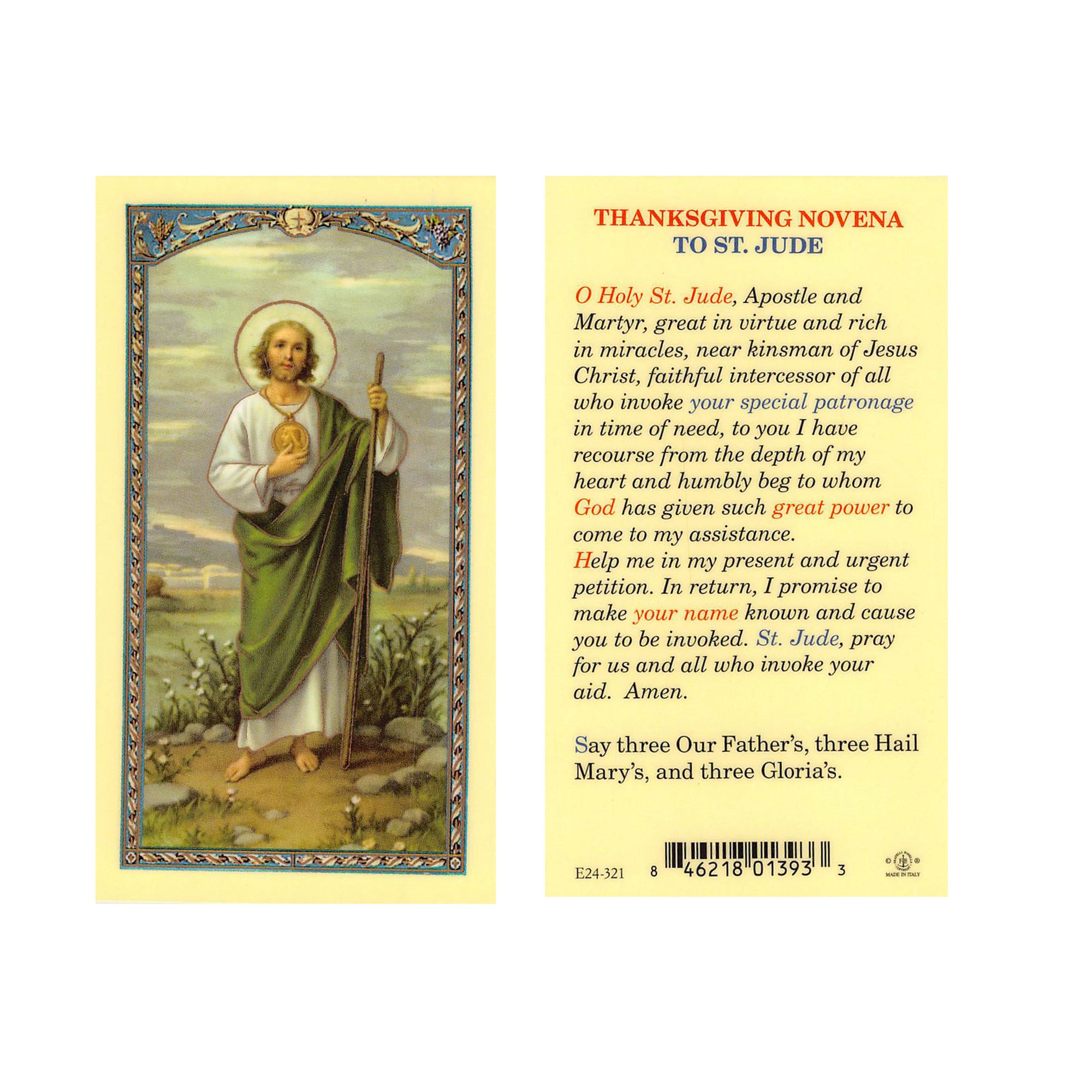 LAMINATED HOLY CARD ST. JUDE EWTN Religious Catalogue