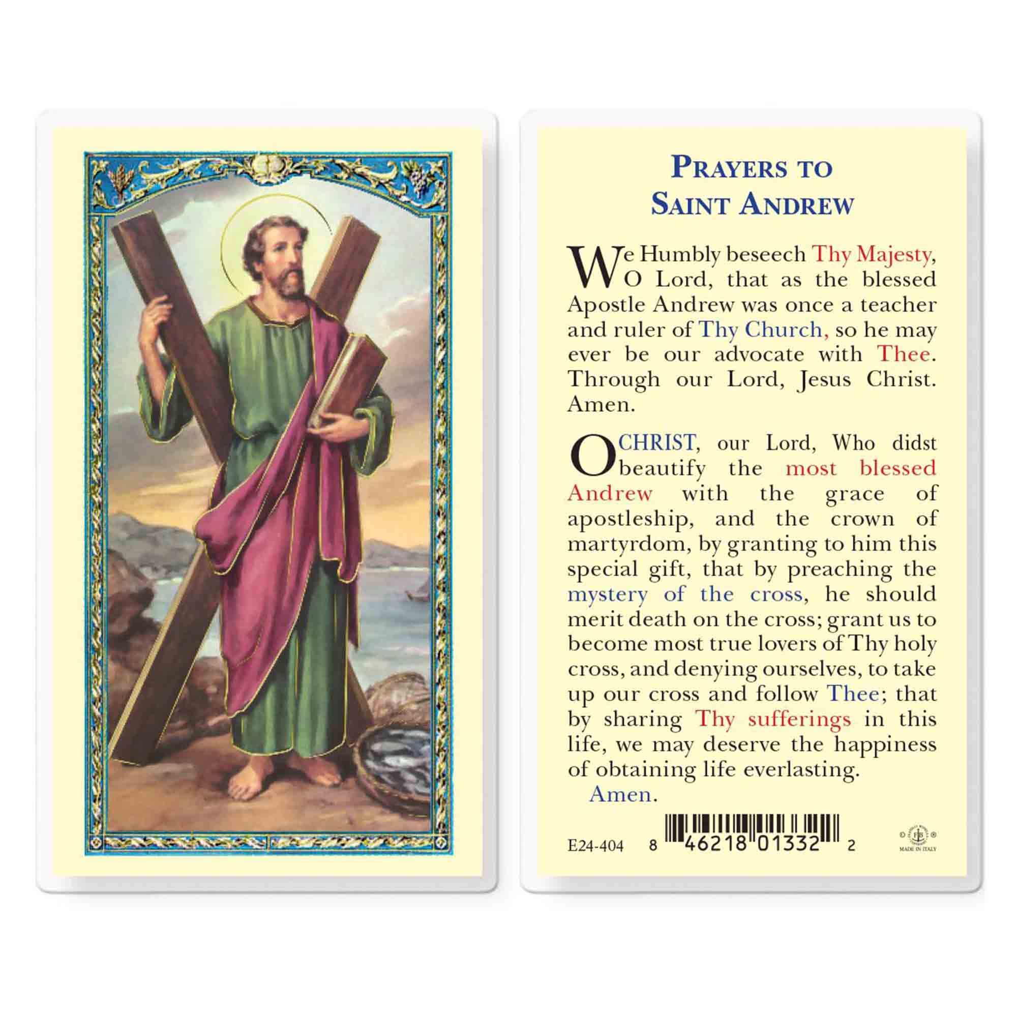 LAMINATED HOLY CARD PRAYER TO ST. ANDREW EWTN Religious Catalogue