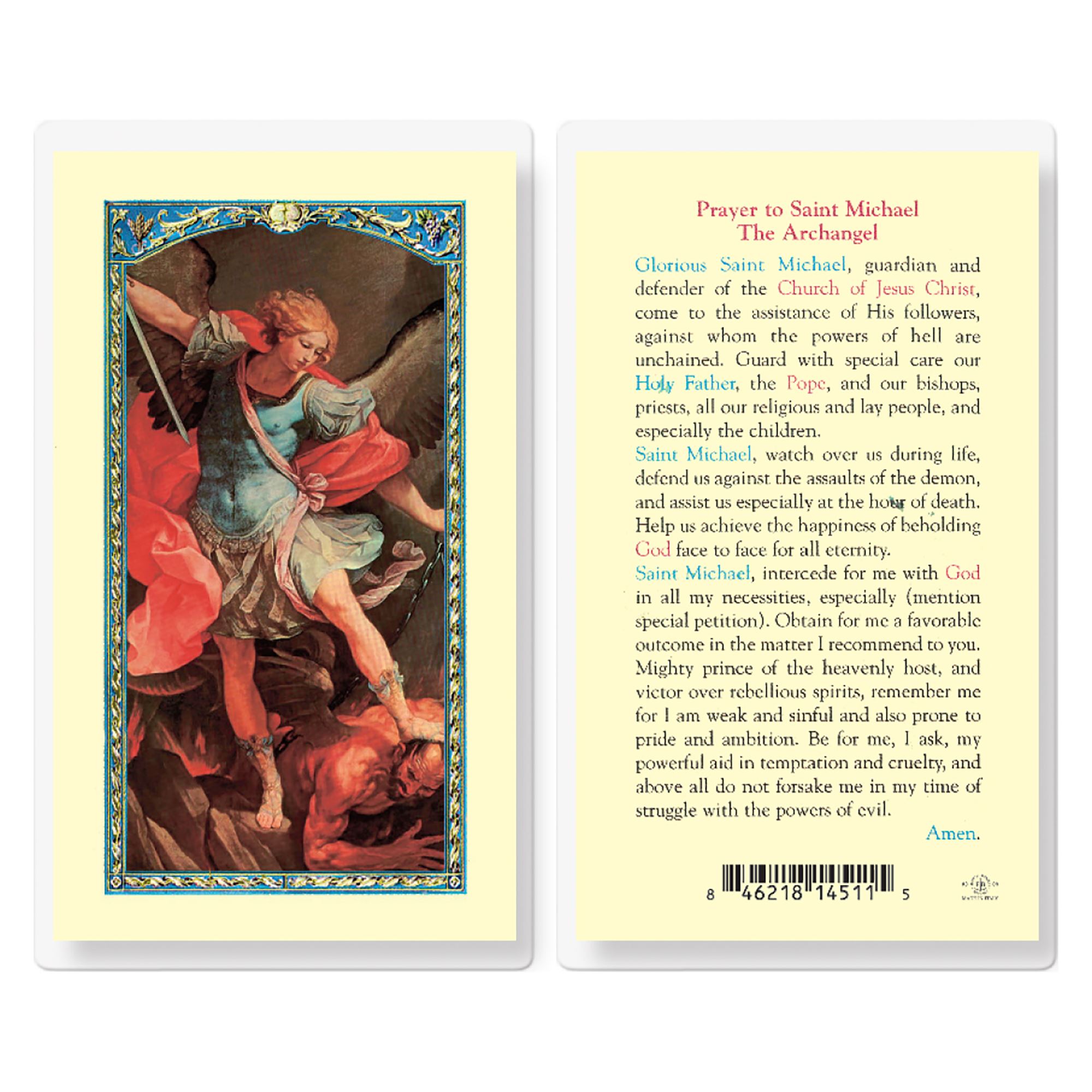 LAMINATED HOLY CARD PRAYER TO ST. MICHAEL EWTN Religious Catalogue