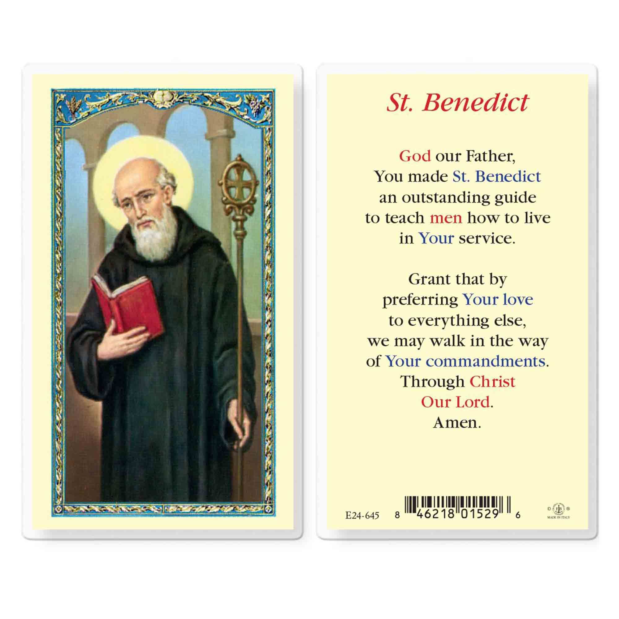 LAMINATED HOLY CARD ST. BENEDICT EWTN Religious Catalogue