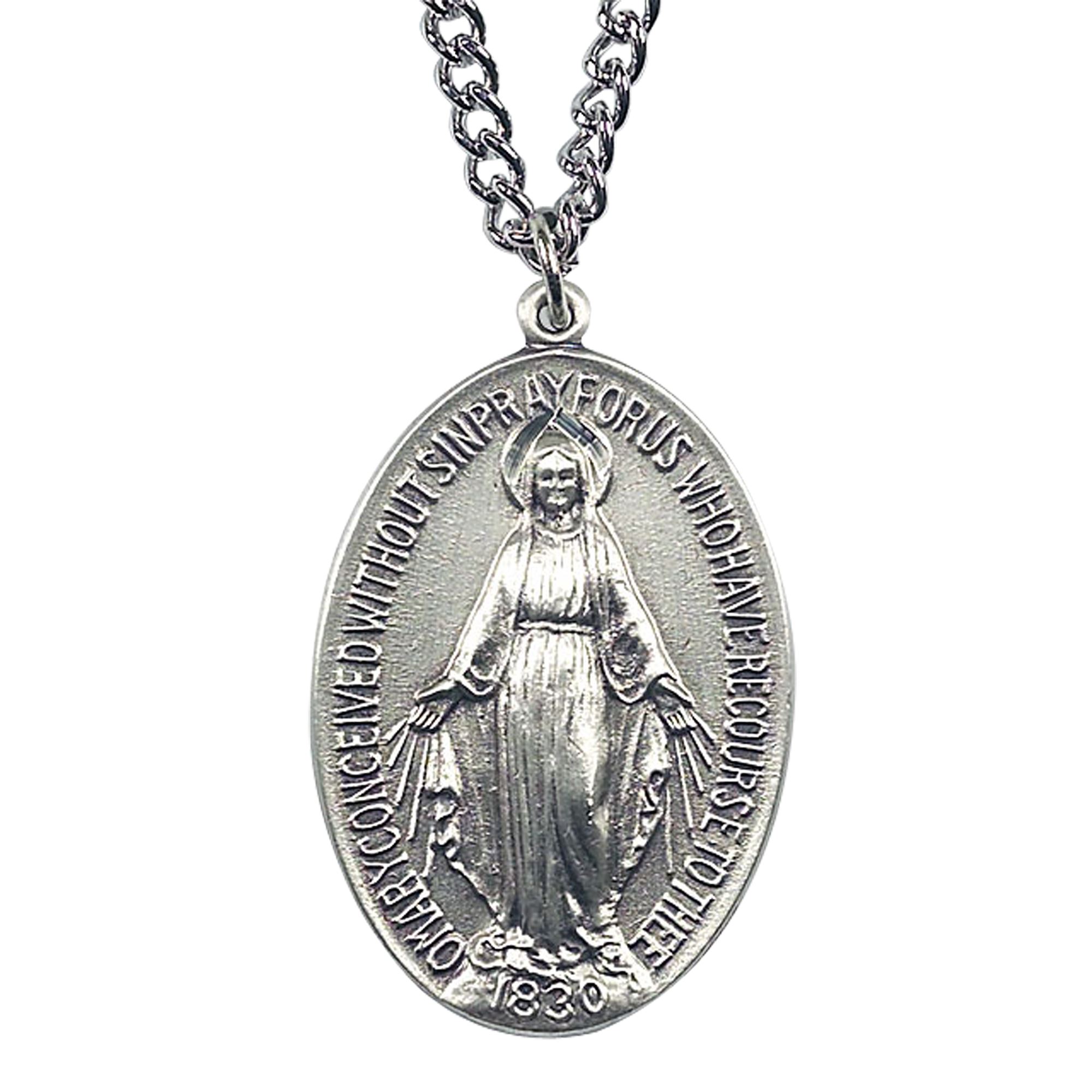 STERLING MIRACULOUS MEDAL ON 27" CHAIN EWTN Religious Catalogue