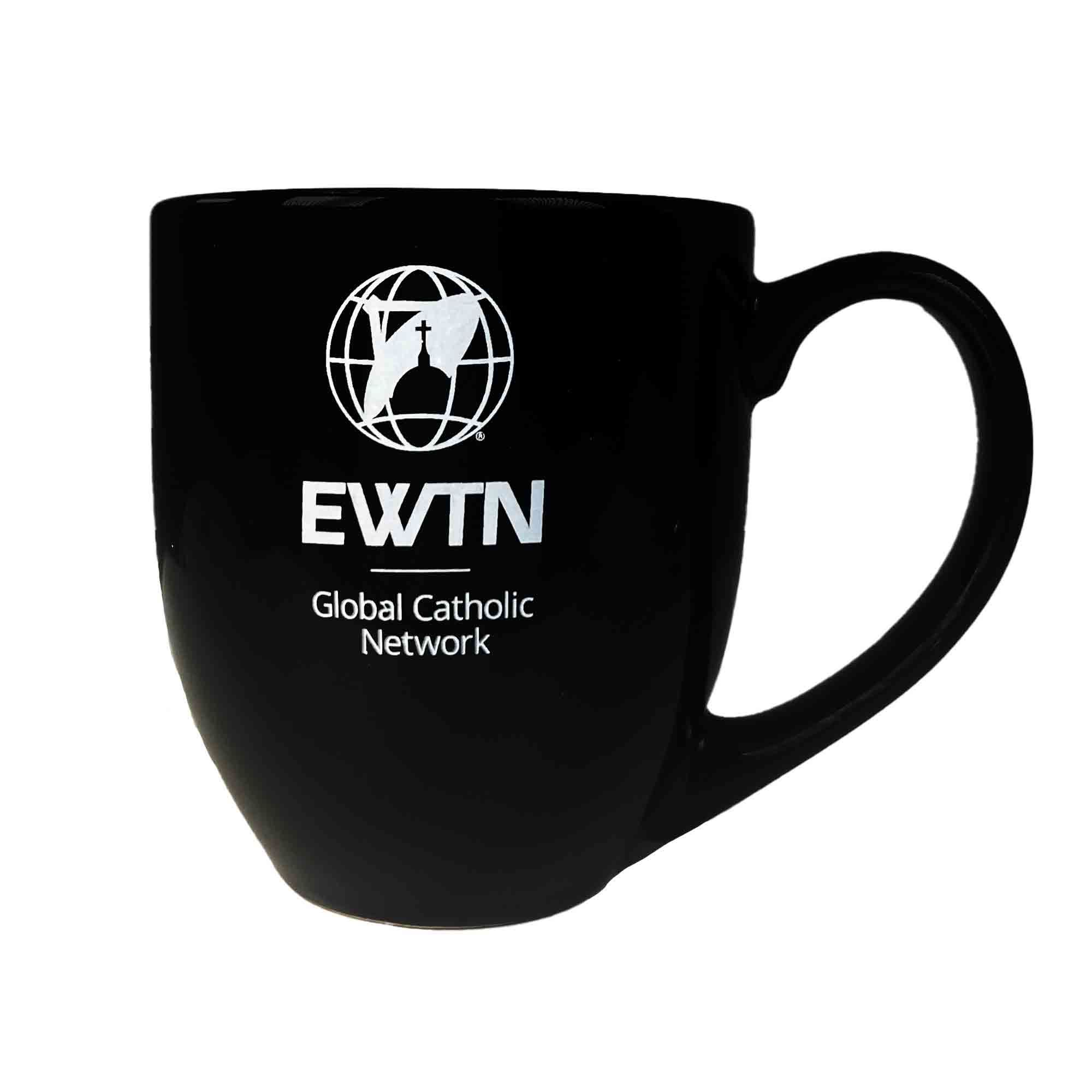 EWTN BLACK MUG WITH WHITE LOGO EWTN Religious Catalogue