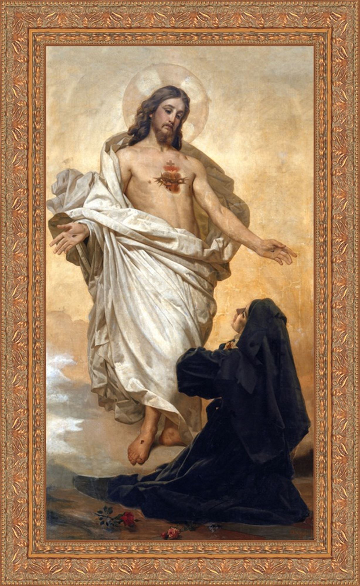 ST. MARGARET MARY'S VISION OF THE SACRED HEART OF JESUS 18 1/4”H