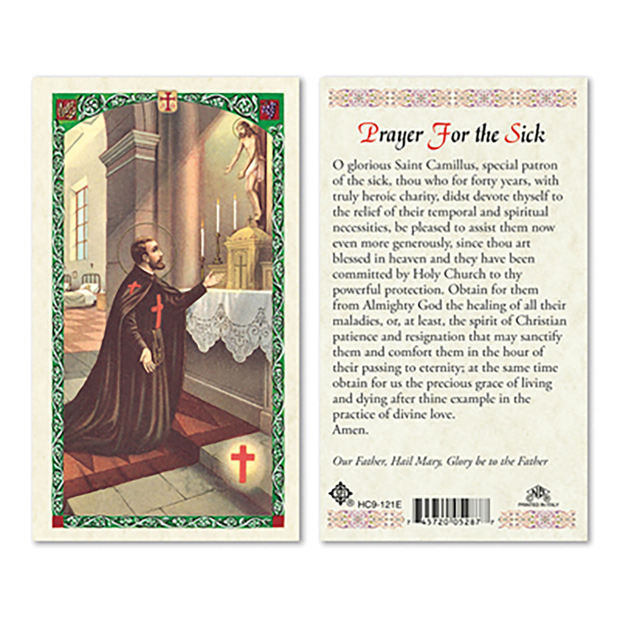 LAMINATED HOLY CARD ST. CAMILLUS EWTN Religious Catalogue