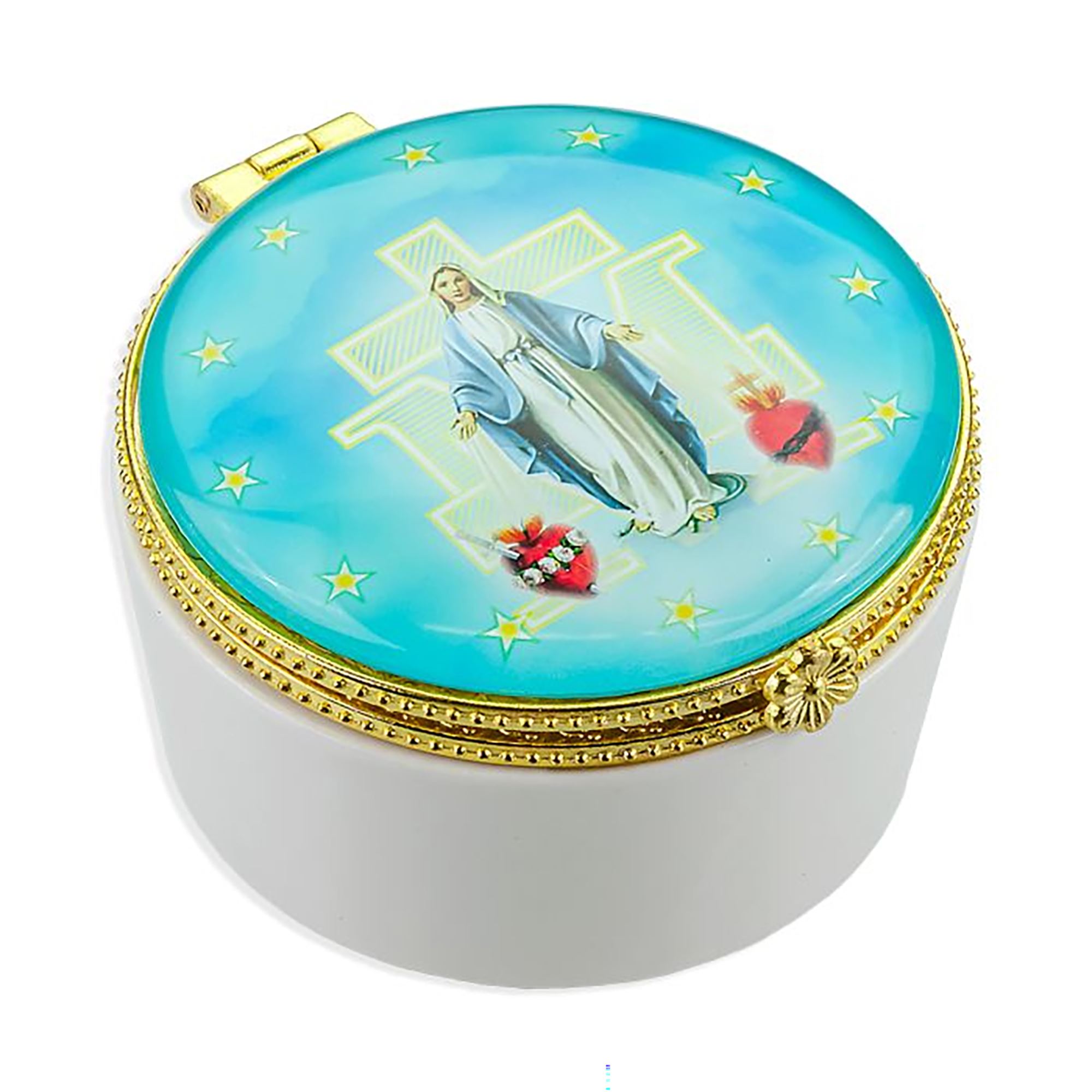 MIRACULOUS MEDAL PORCELAIN ROSARY BOX EWTN Religious Catalogue