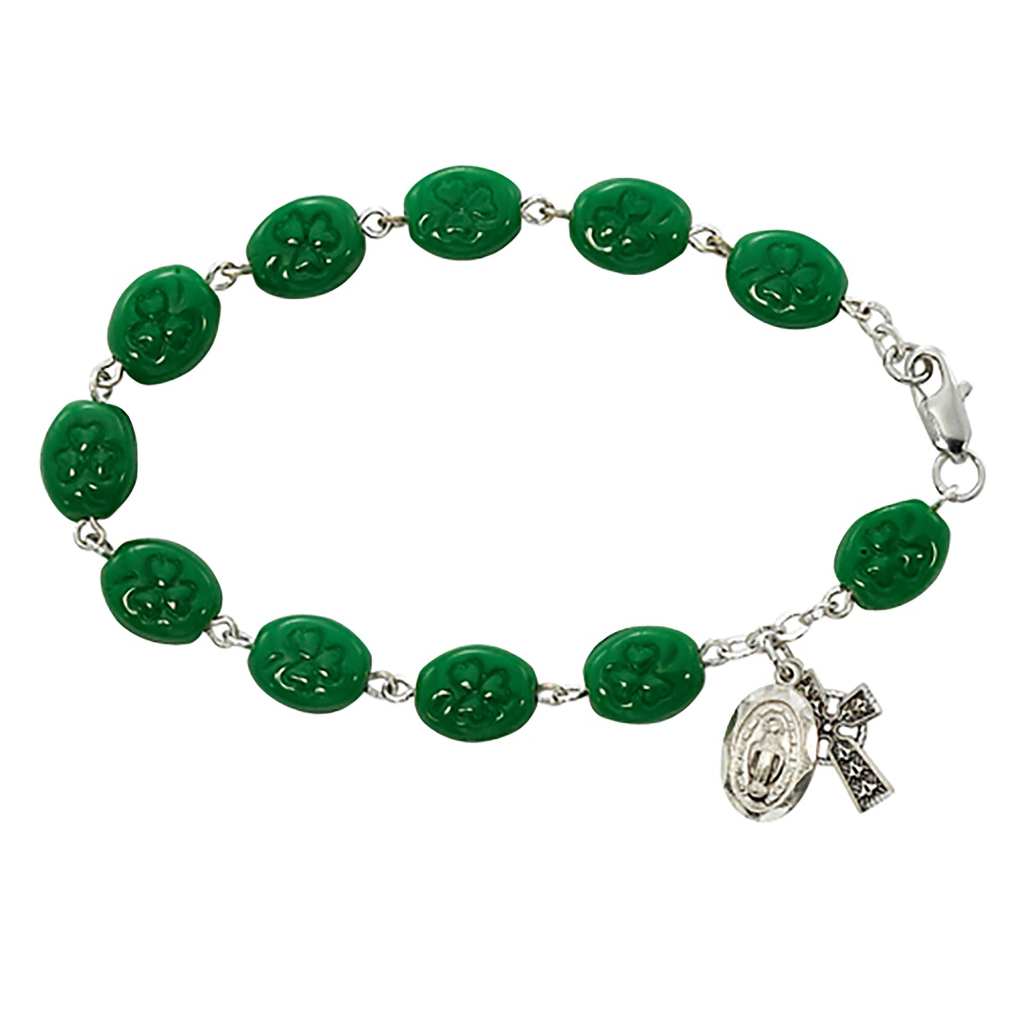 Irish Rosary Bracelet with Shamrock Beads