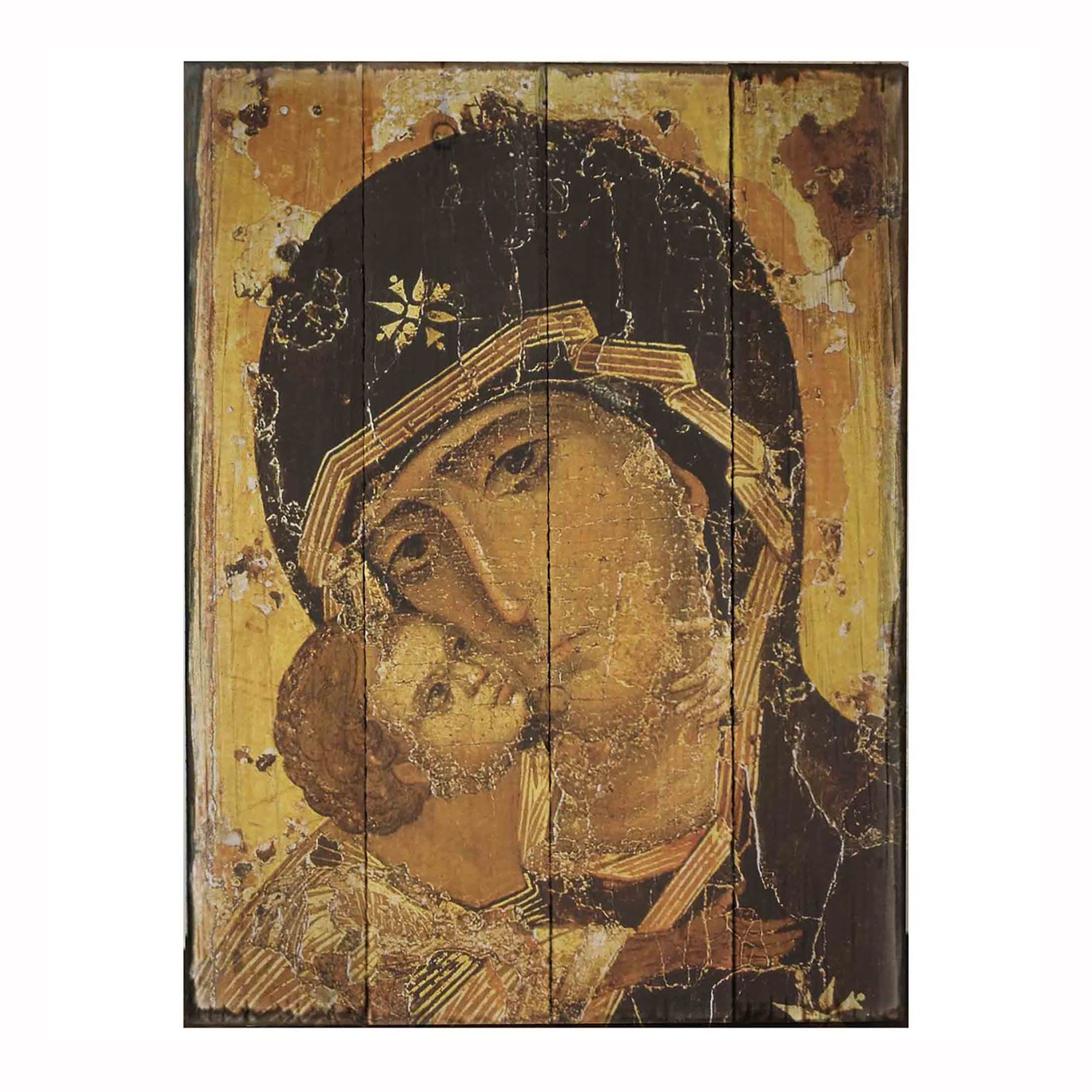 OUR LADY OF VLADIMIR RUSTIC WOOD PLAQUE (LARGE) | EWTN Religious Catalogue