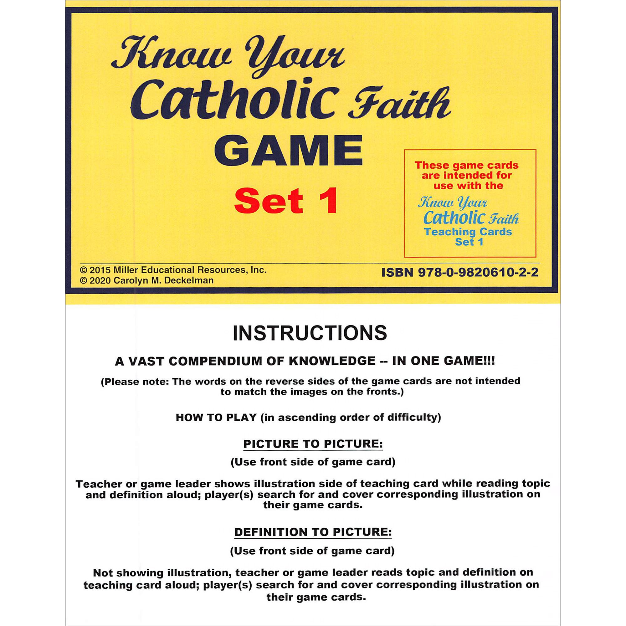 KNOW YOUR CATHOLIC FAITH GAME CARDS SET 1 EWTN Religious Catalogue