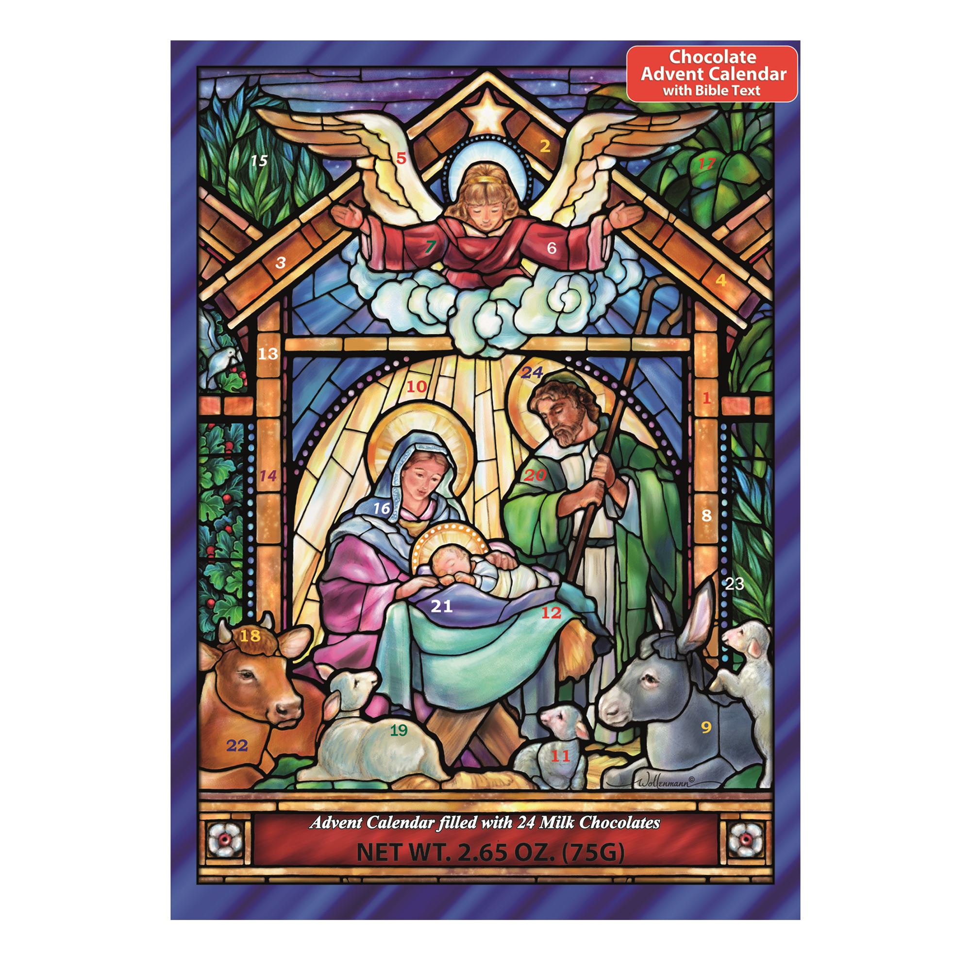 STAINED GLASS NATIVITY ADVENT CALENDAR WITH CHOCOLATES EWTN Religious