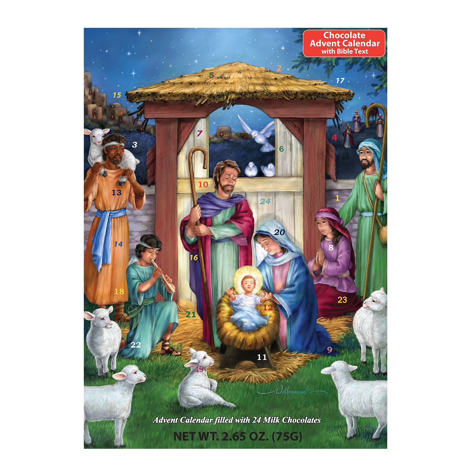 HOLY MANGER ADVENT CALENDAR WITH CHOCOLATES (10" x 13¾") EWTN