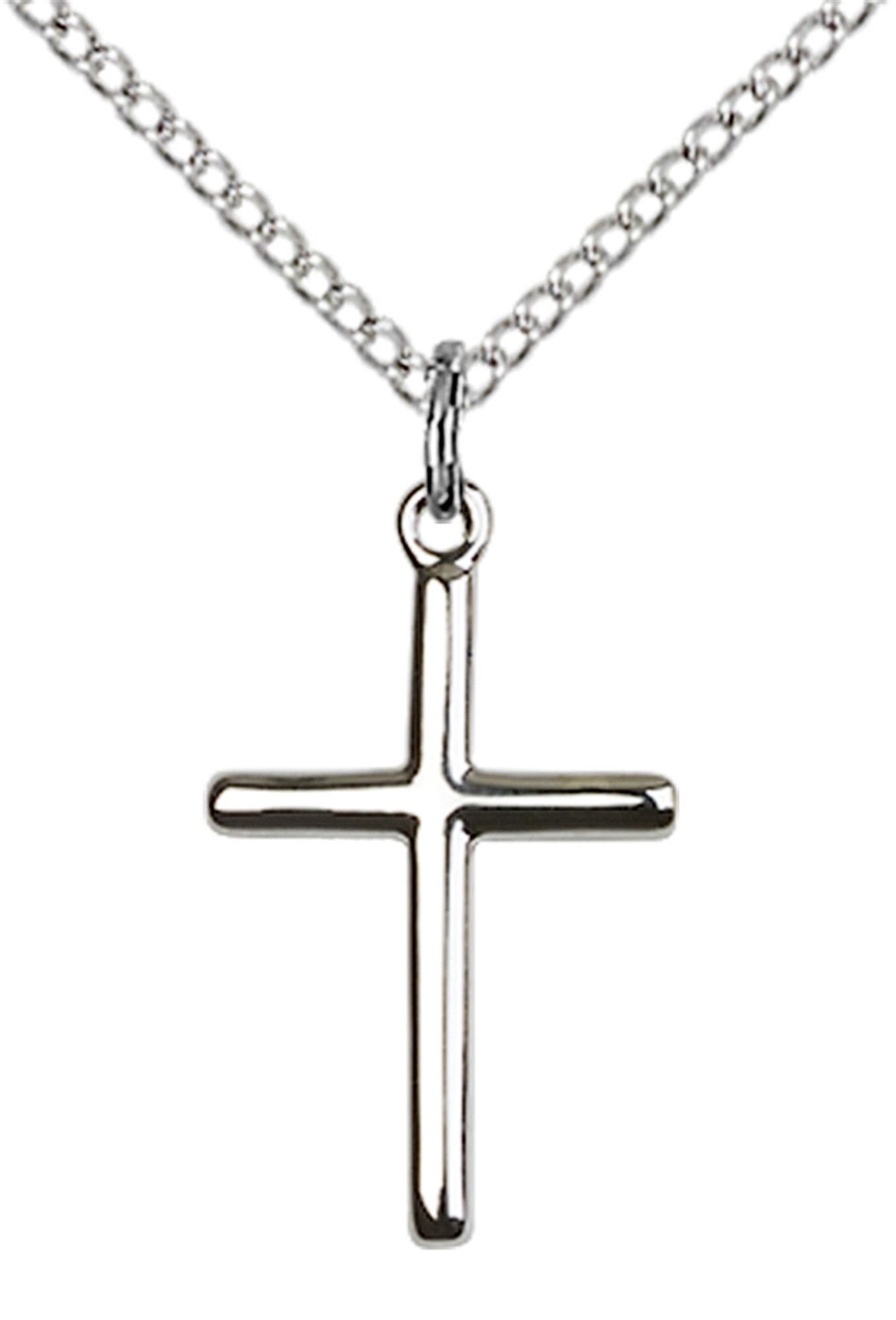 STERLING SILVER CROSS PENDANT WITH CHAIN 3/4" x 3/8" EWTN Religious
