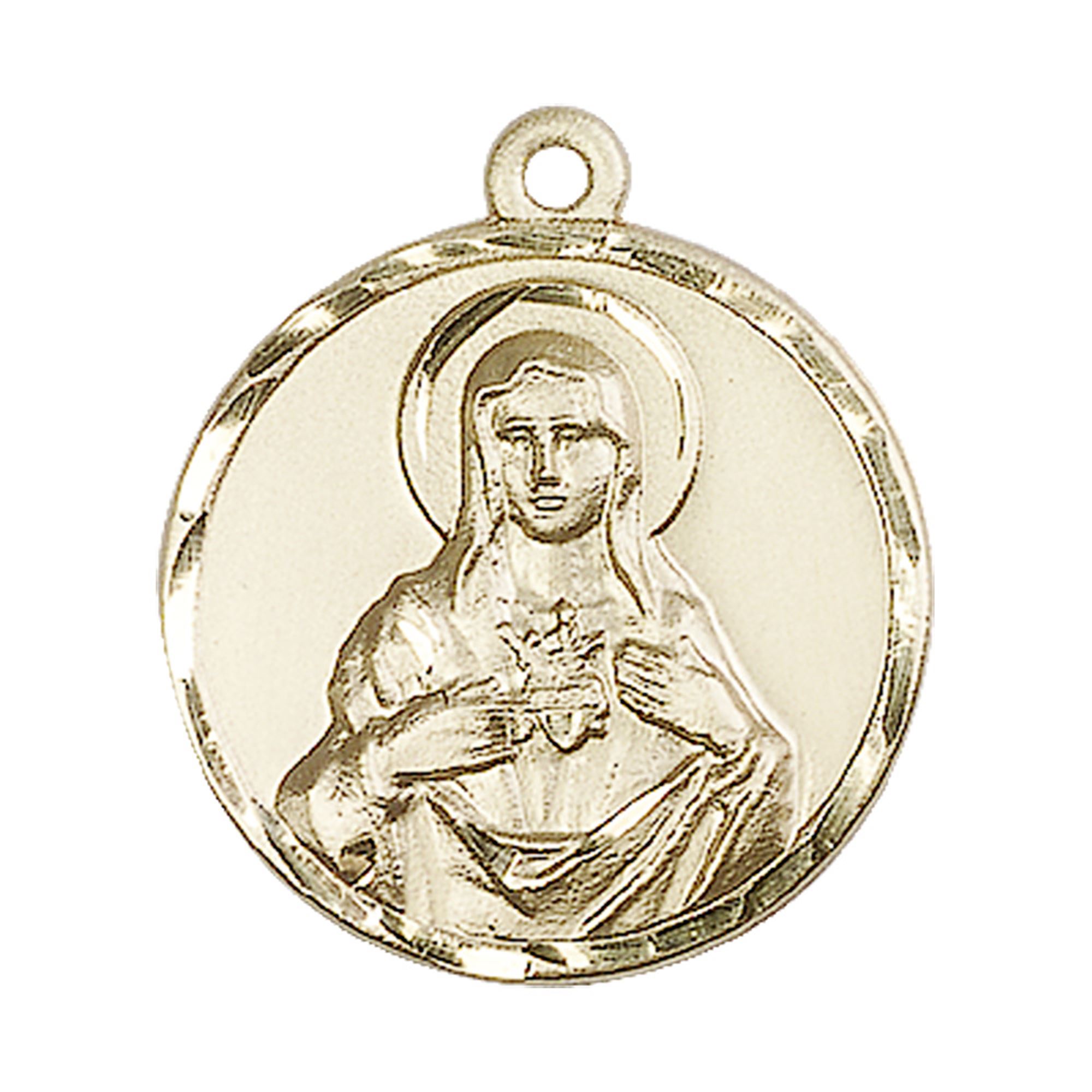 14KT GOLD IMMACULATE HEART OF MARY MEDAL 1" x 7/8" EWTN Religious