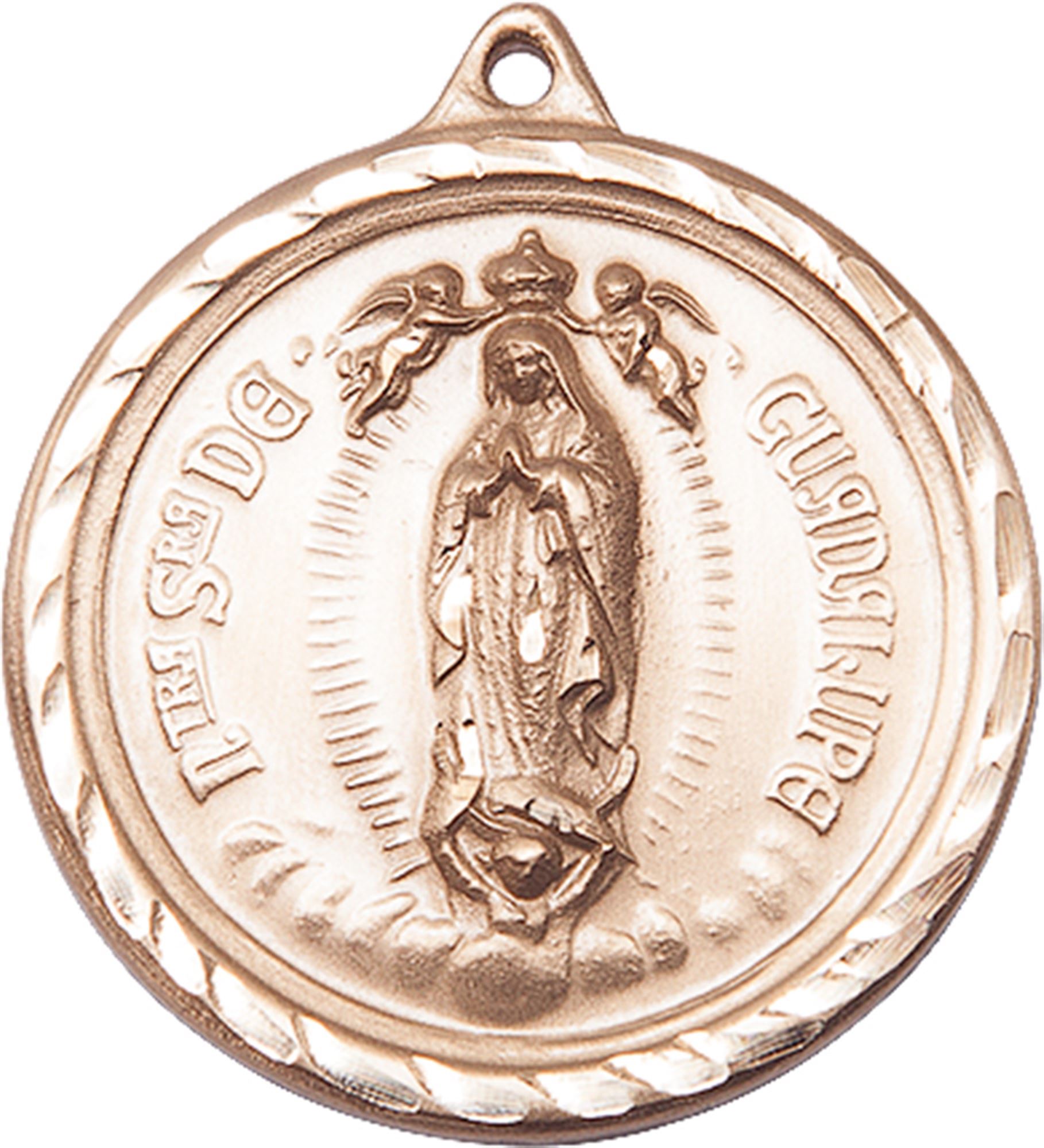 14KT GOLD OUR LADY OF GUADALUPE MEDAL 1 3/8" x 1 1/4" EWTN