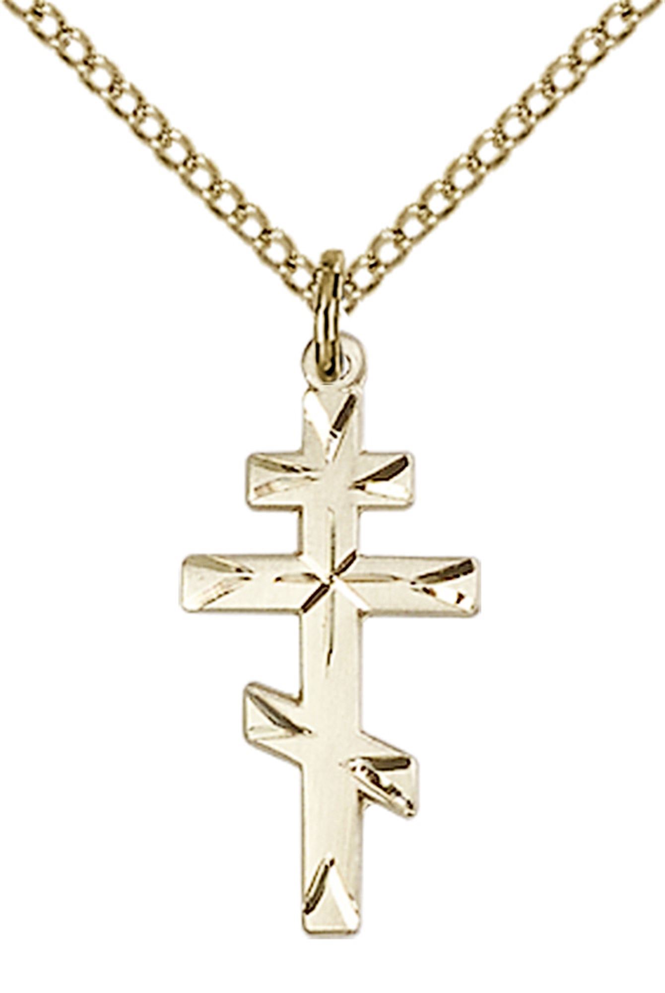 14KT GOLD FILLED ST ANDREW CROSS PENDANT WITH CHAIN 3/4" x 3/8