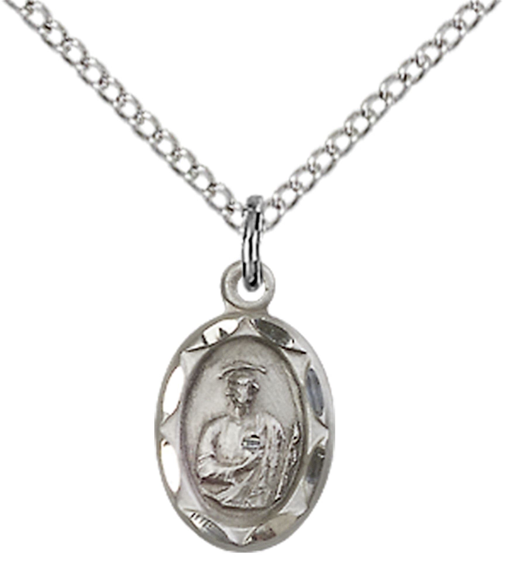 STERLING SILVER ST JUDE PENDANT WITH CHAIN 1/2" x 1/4" EWTN