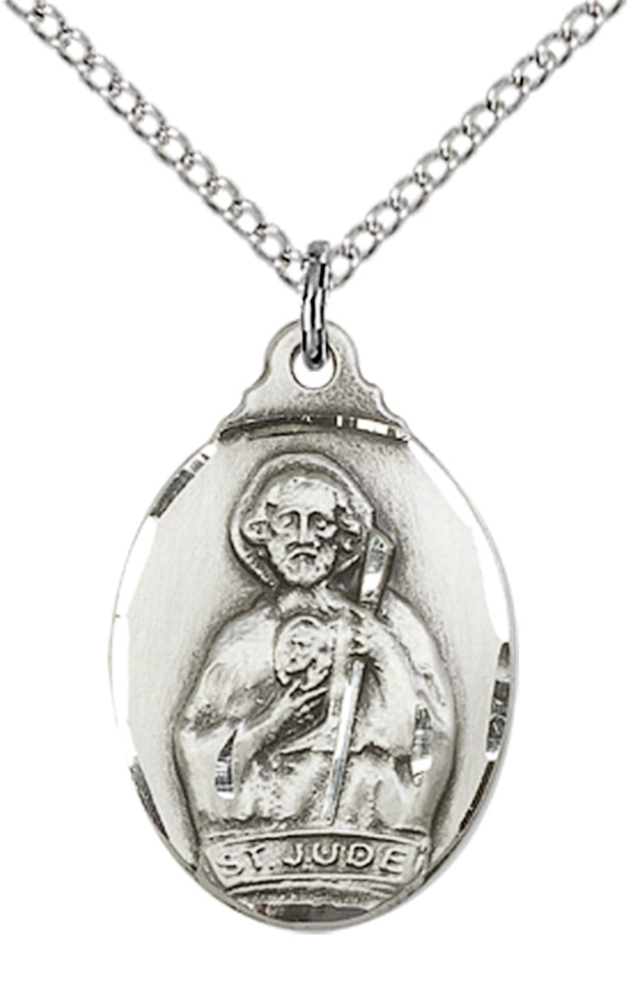 STERLING SILVER ST JUDE PENDANT WITH CHAIN 7/8" x 1/2" EWTN