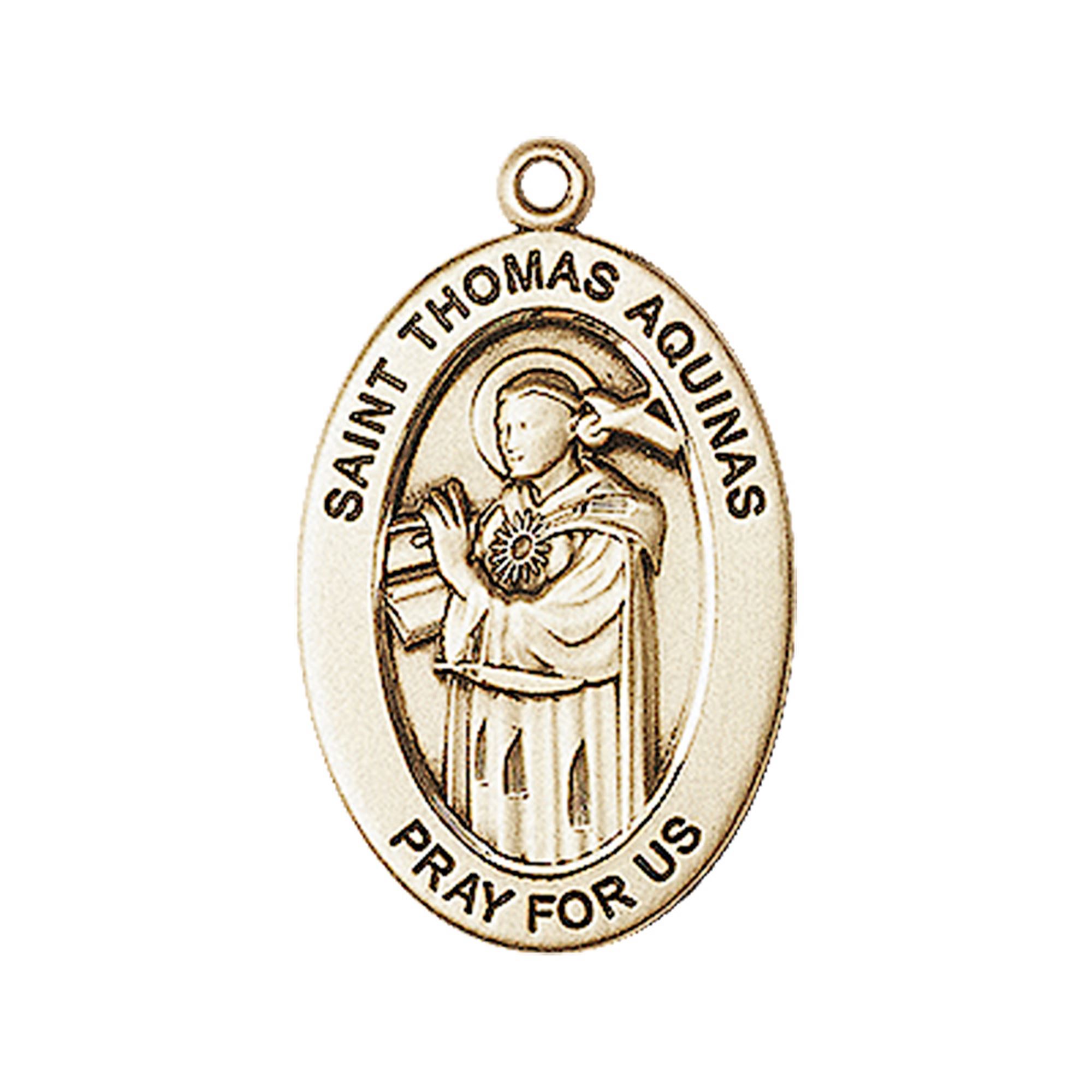 14KT GOLD ST THOMAS AQUINAS MEDAL 1" x 5/8" EWTN Religious Catalogue