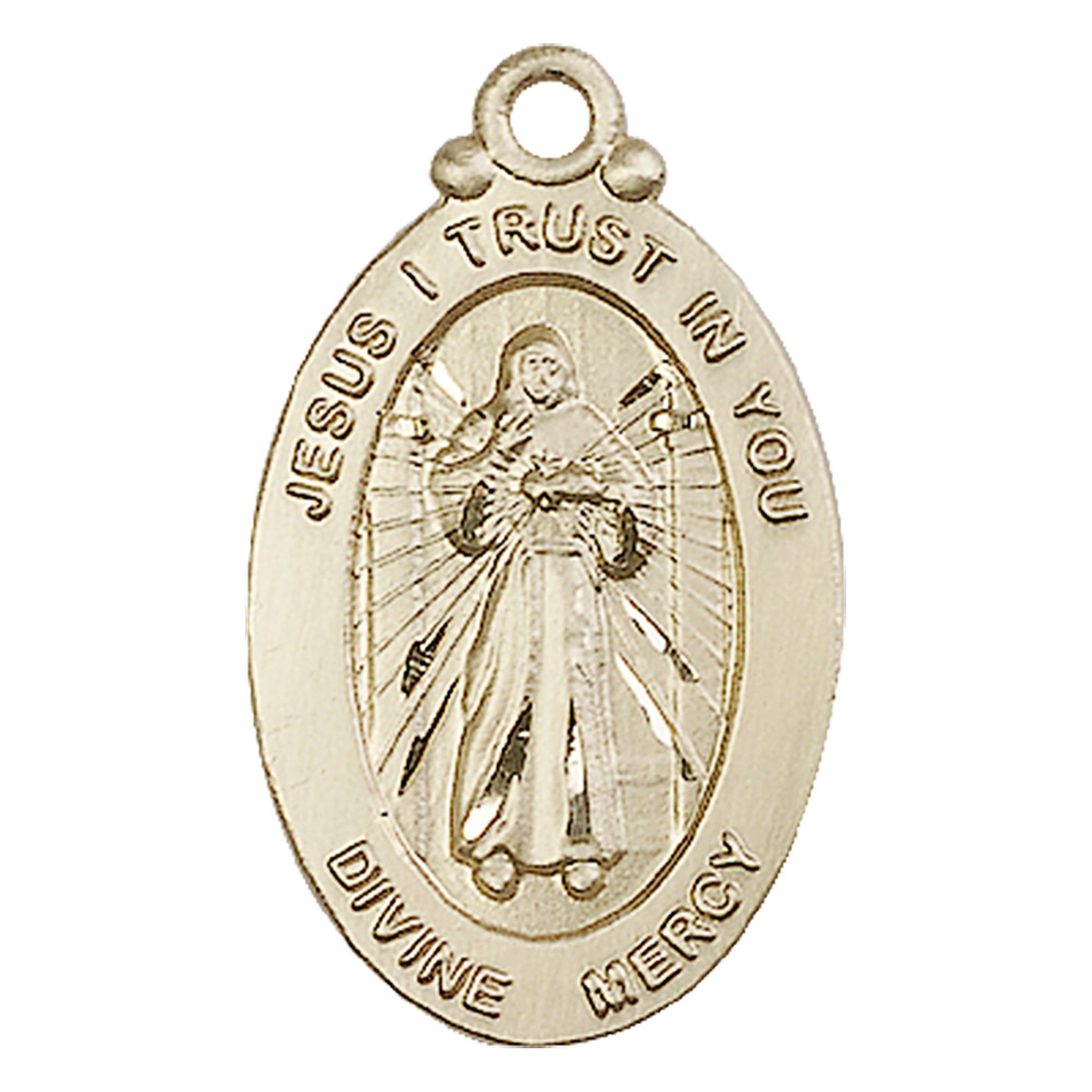 14KT GOLD FILLED DIVINE MERCY MEDAL 1 1/8" x 5/8" EWTN Religious