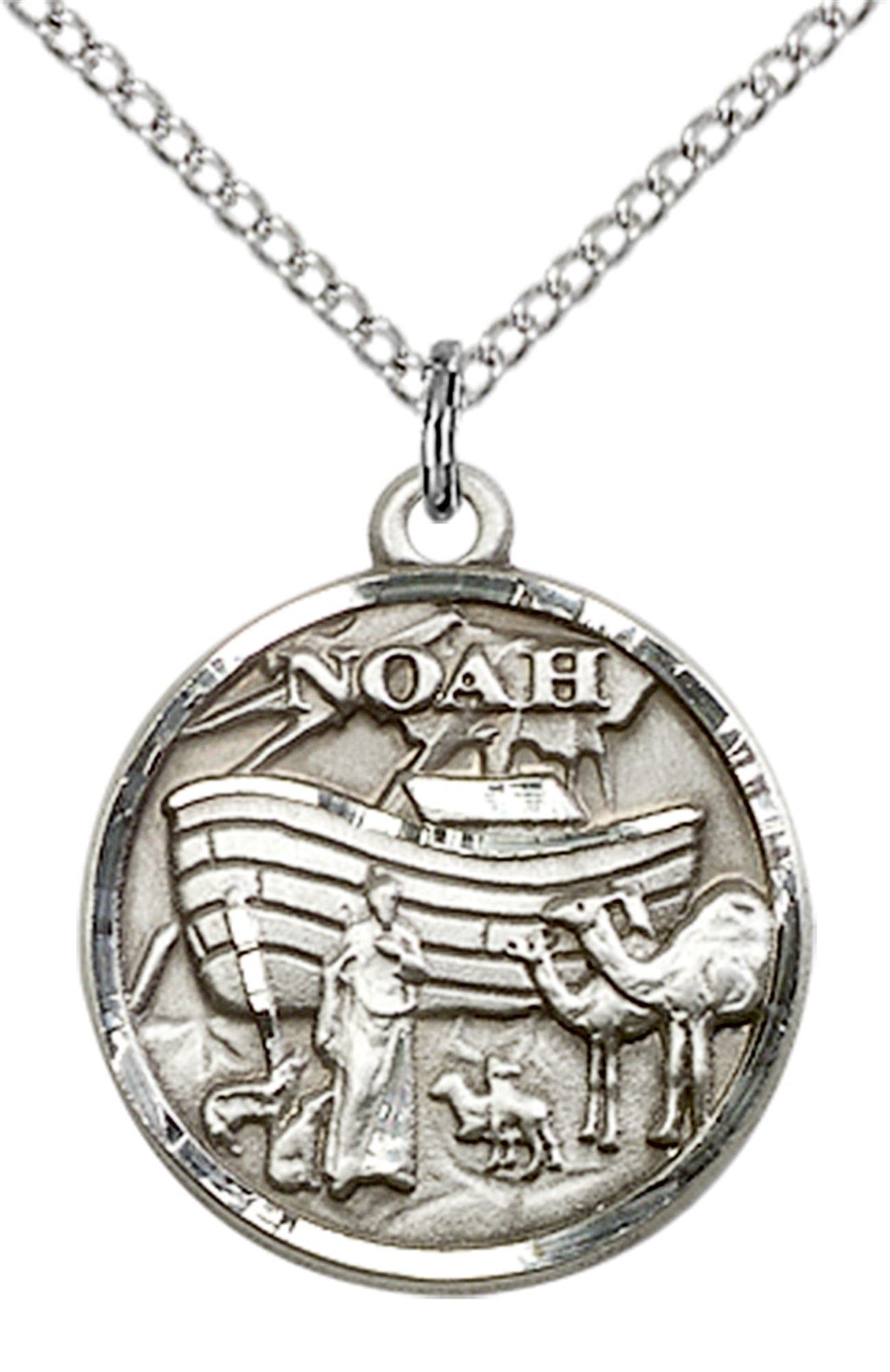 STERLING SILVER NOAH PENDANT WITH CHAIN 3/4" x 3/4" EWTN Religious