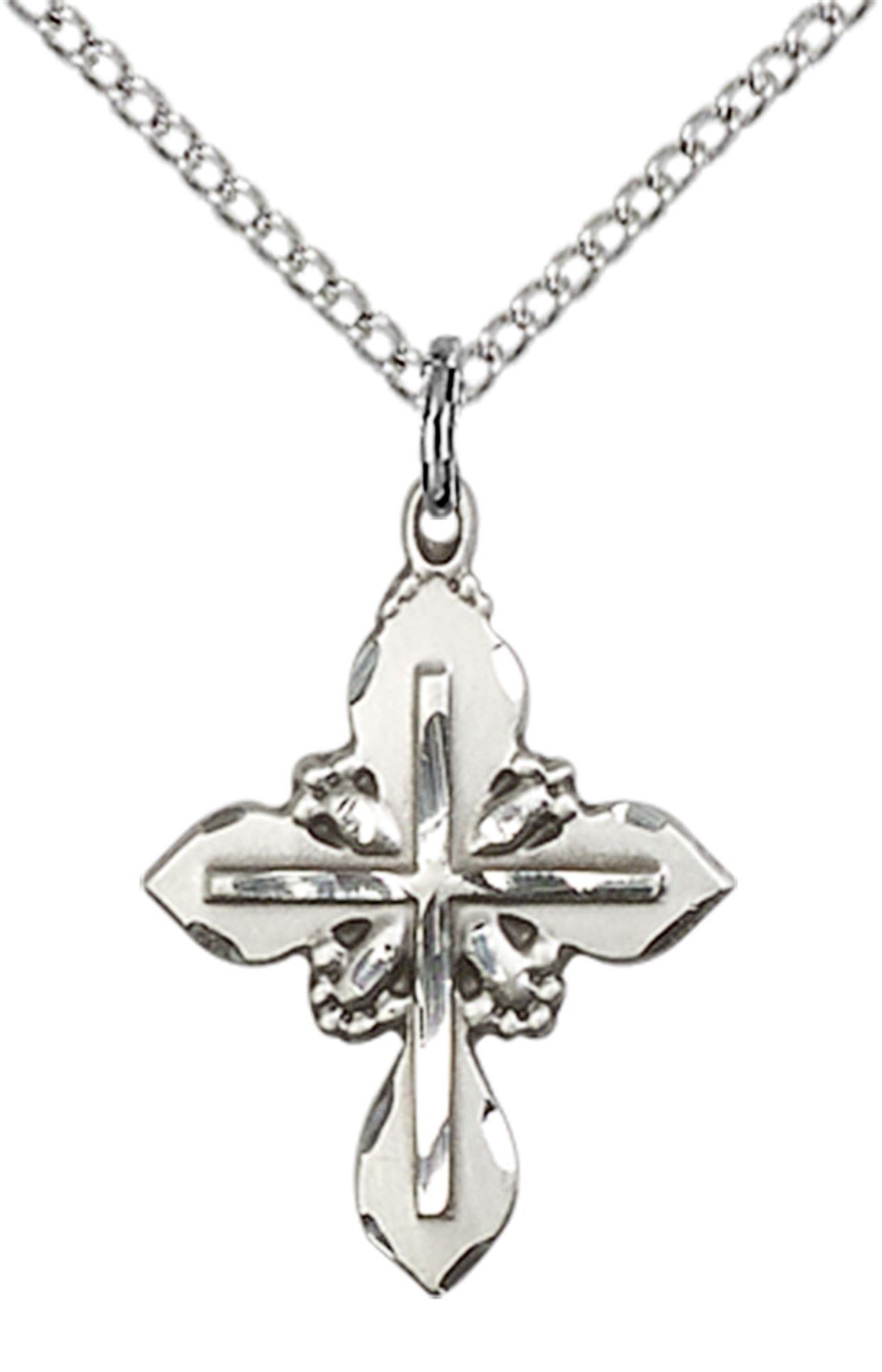 STERLING SILVER CROSS PENDANT WITH CHAIN 3/4" x 1/2" EWTN Religious