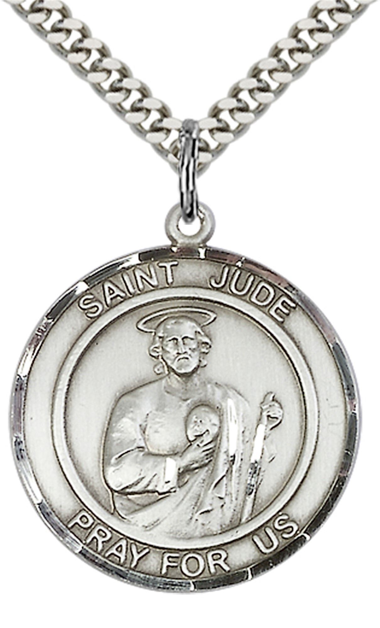 STERLING SILVER ST JUDE PENDANT WITH CHAIN 1" x 7/8" EWTN Religious Catalogue