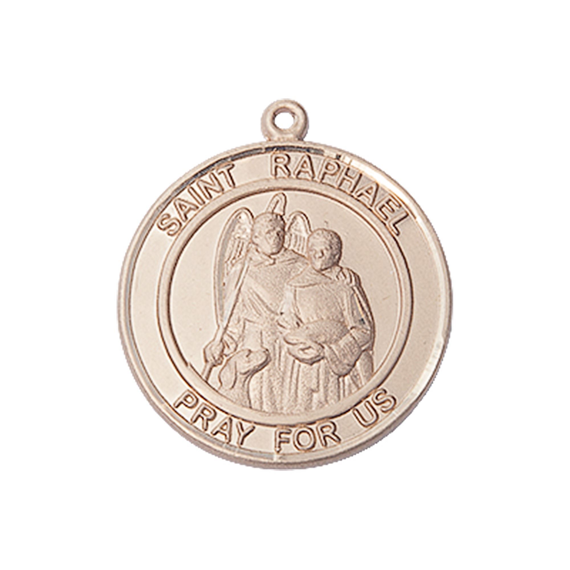 14KT GOLD ST RAPHAEL THE ARCHANGEL MEDAL 1" x 7/8" EWTN Religious