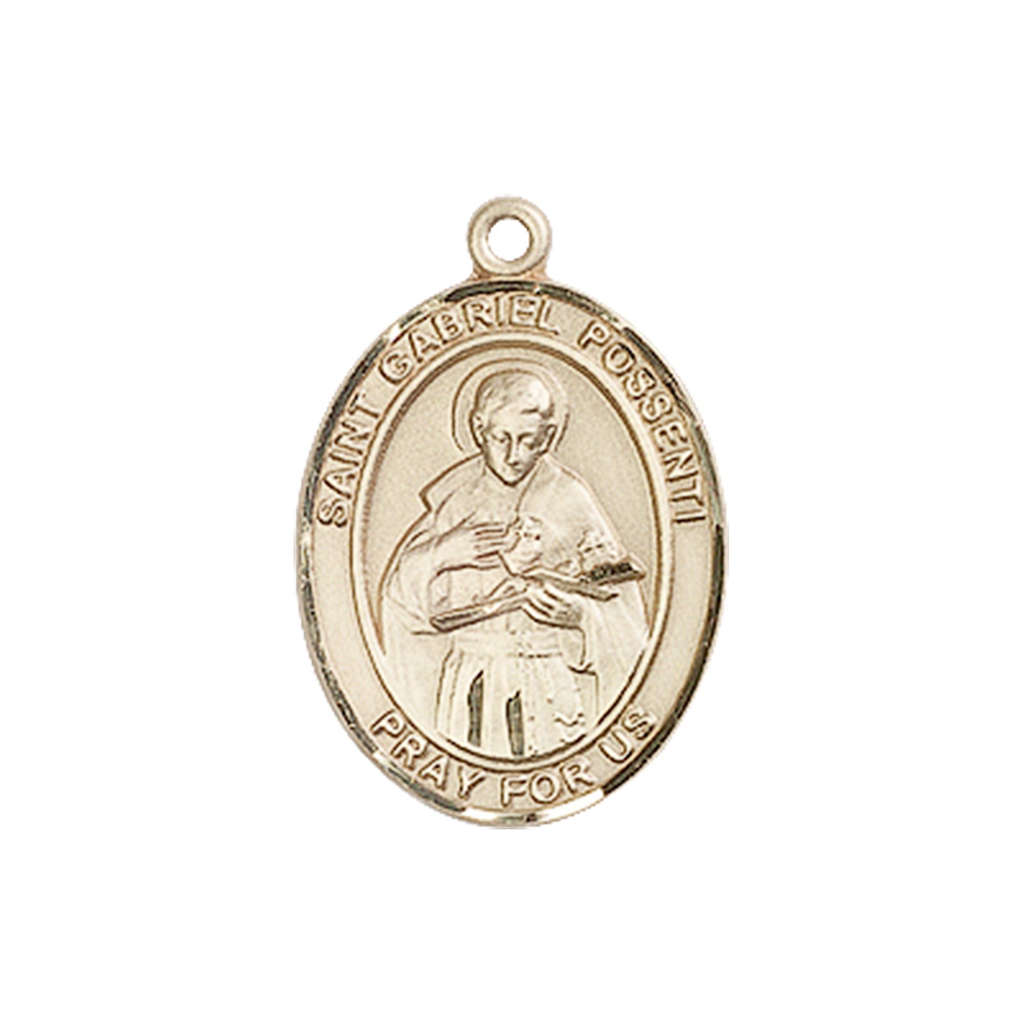 14KT GOLD ST GABRIEL POSSENTI MEDAL 3/4" x 1/2" EWTN Religious