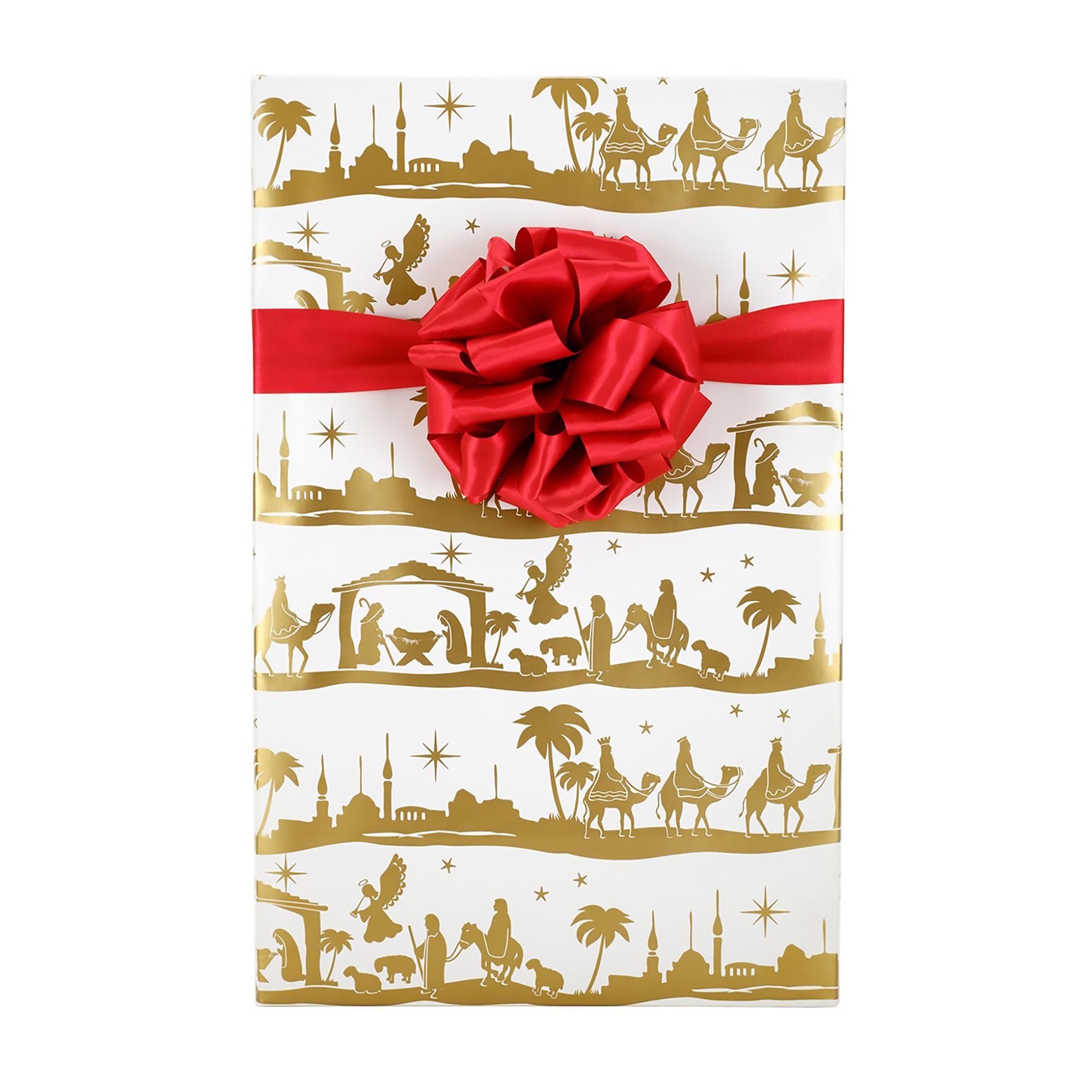 Nativity Gold and White Christmas Gift Wrap